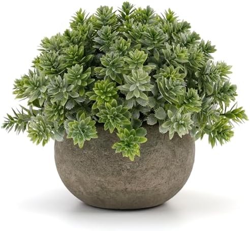 4.72 Inch Small Artificial Sage Potted Plant Decoration in Pulp Pots Fake Greene