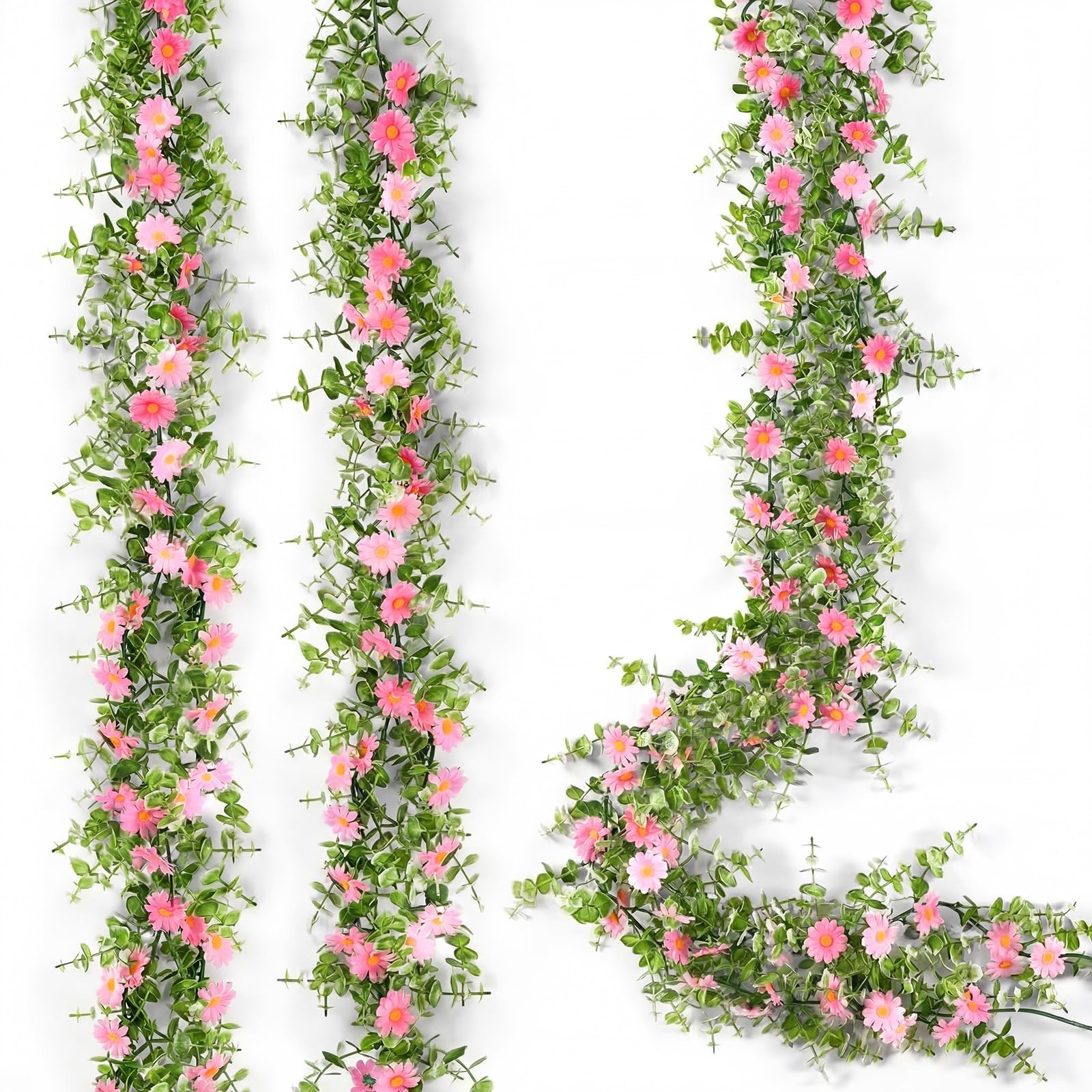 2 Pcs 6 Ft Artificial Daisy Garland with 100 Fake Flowers Hanging Vine Spring…
