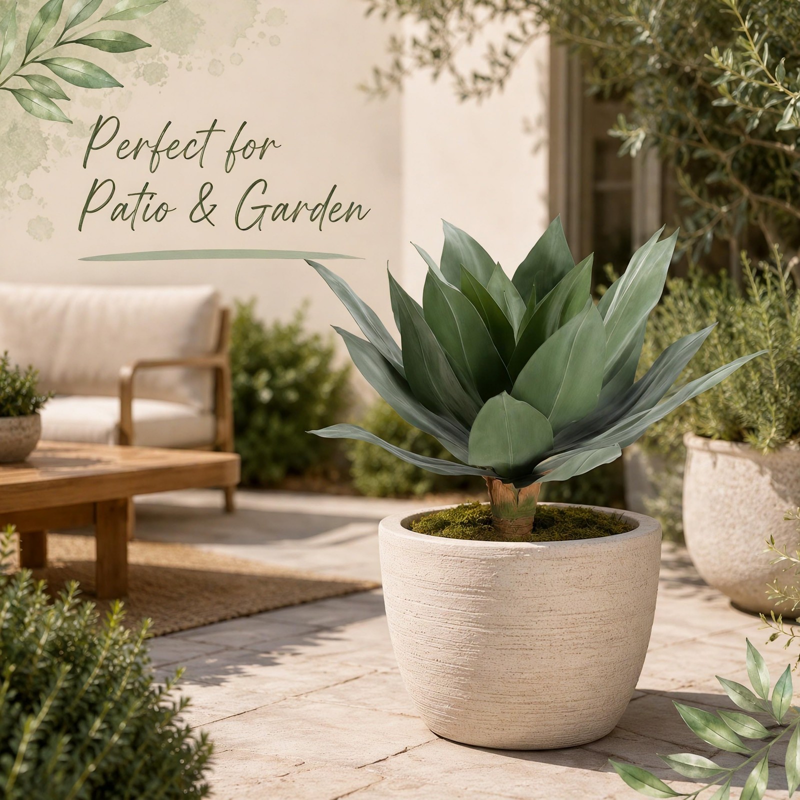 2 PCS Artificial Agave Plant UV Resistant Lifelike Indoor Outdoor Decor Green