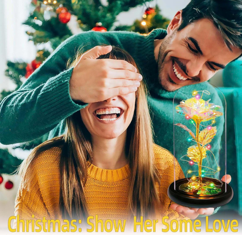 Valentine’S Day Rose Gifts, Colorful Rose in a Glass Dome Valentine’S Day Gifts’