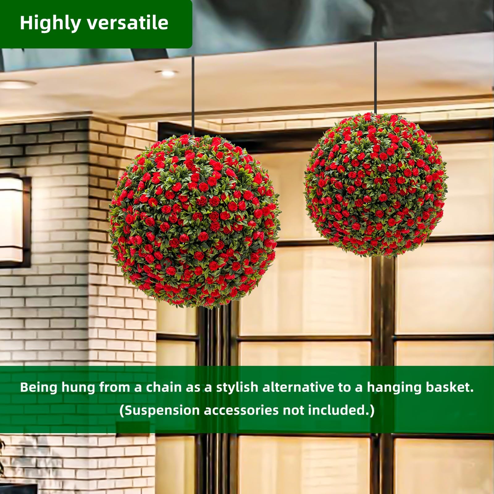 2PCS 17″ Flower Topiary Ball Decorative Balls Artificial Topiary Ball Decoration