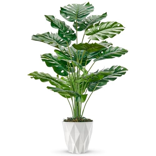 28″ Tall Fake Plants Large Artificial Monstera Faux Potted Plants Indoor with