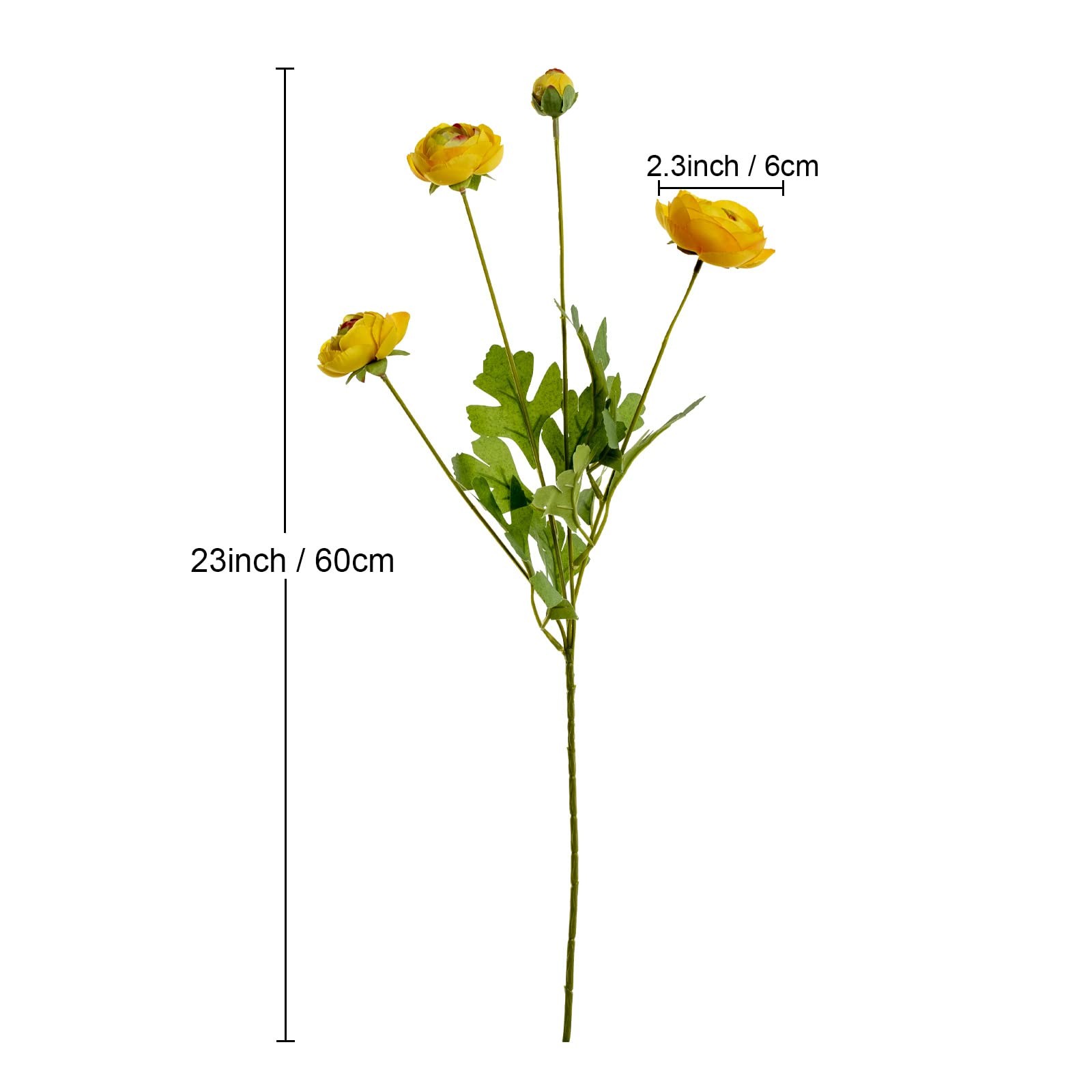 5 PCS Yellow Artificial Silk Persian Buttercup Ranunculus Flowers Home Decor