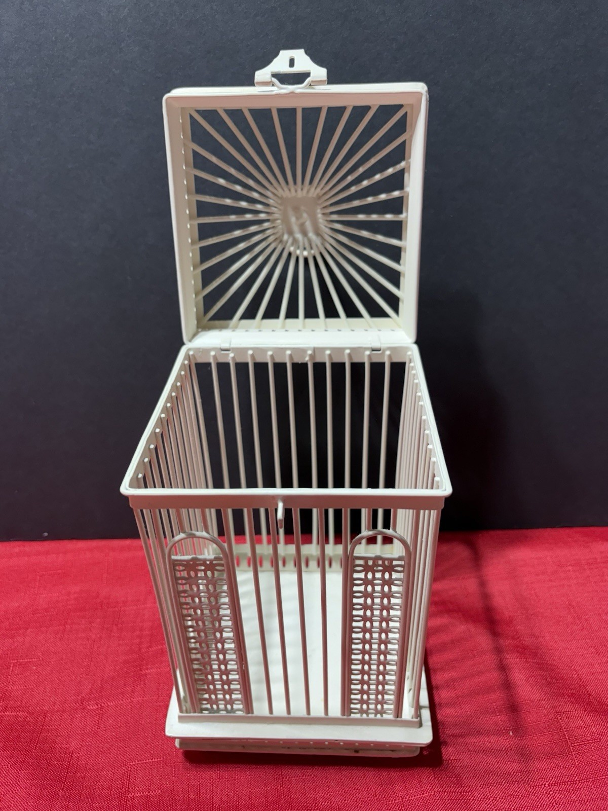 Hanging & Tabletop Small White Metal Bird Cage Decor