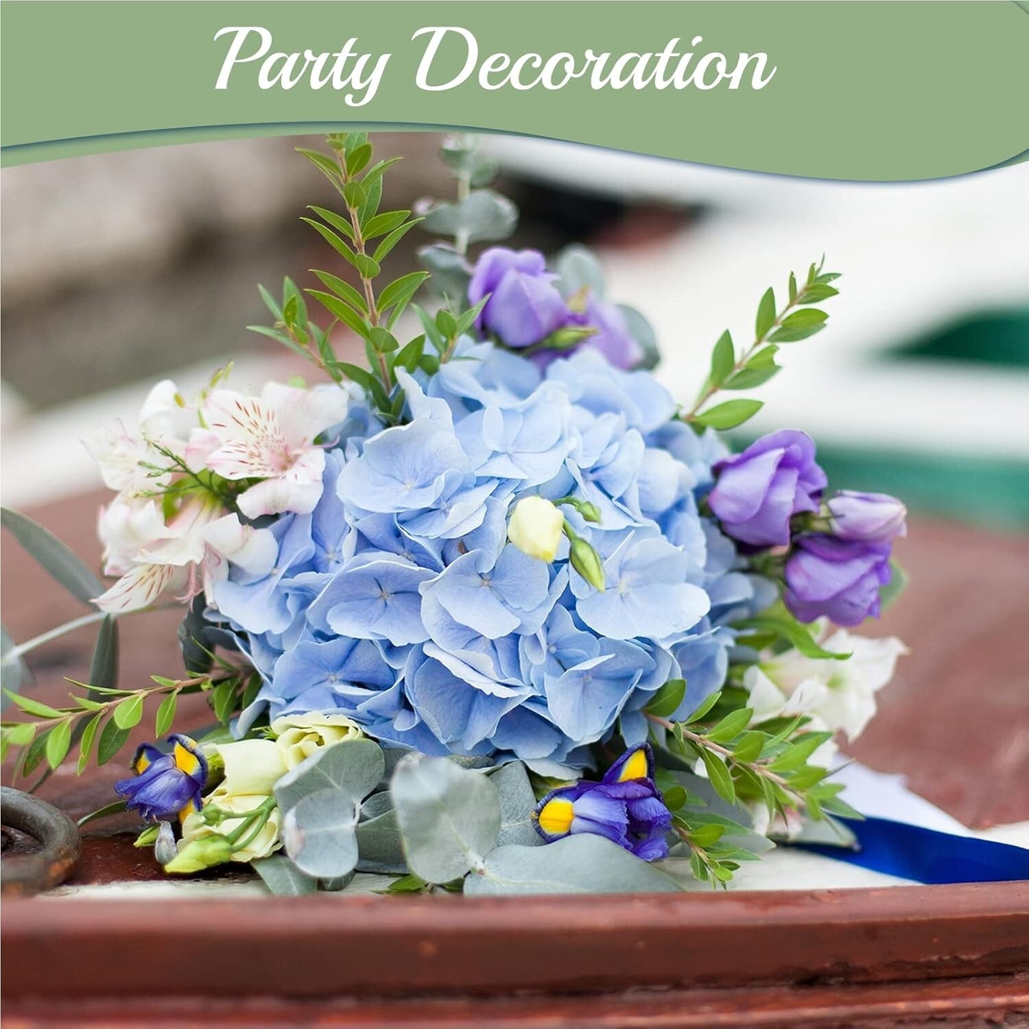 Luxurious 64-Pc Blue Artificial Hydrangea Set for Timeless Wedding & Party Decor