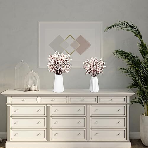 Babys Breath Artificial Flowers, 8 Bundles Real Touch Fake Flowers White
