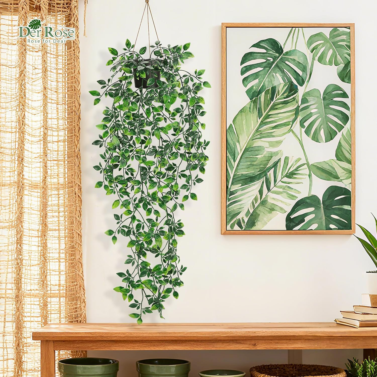 34″ Fake Hanging Plant Artificial for Bathroom Shelf Wall Decor | Artificial han