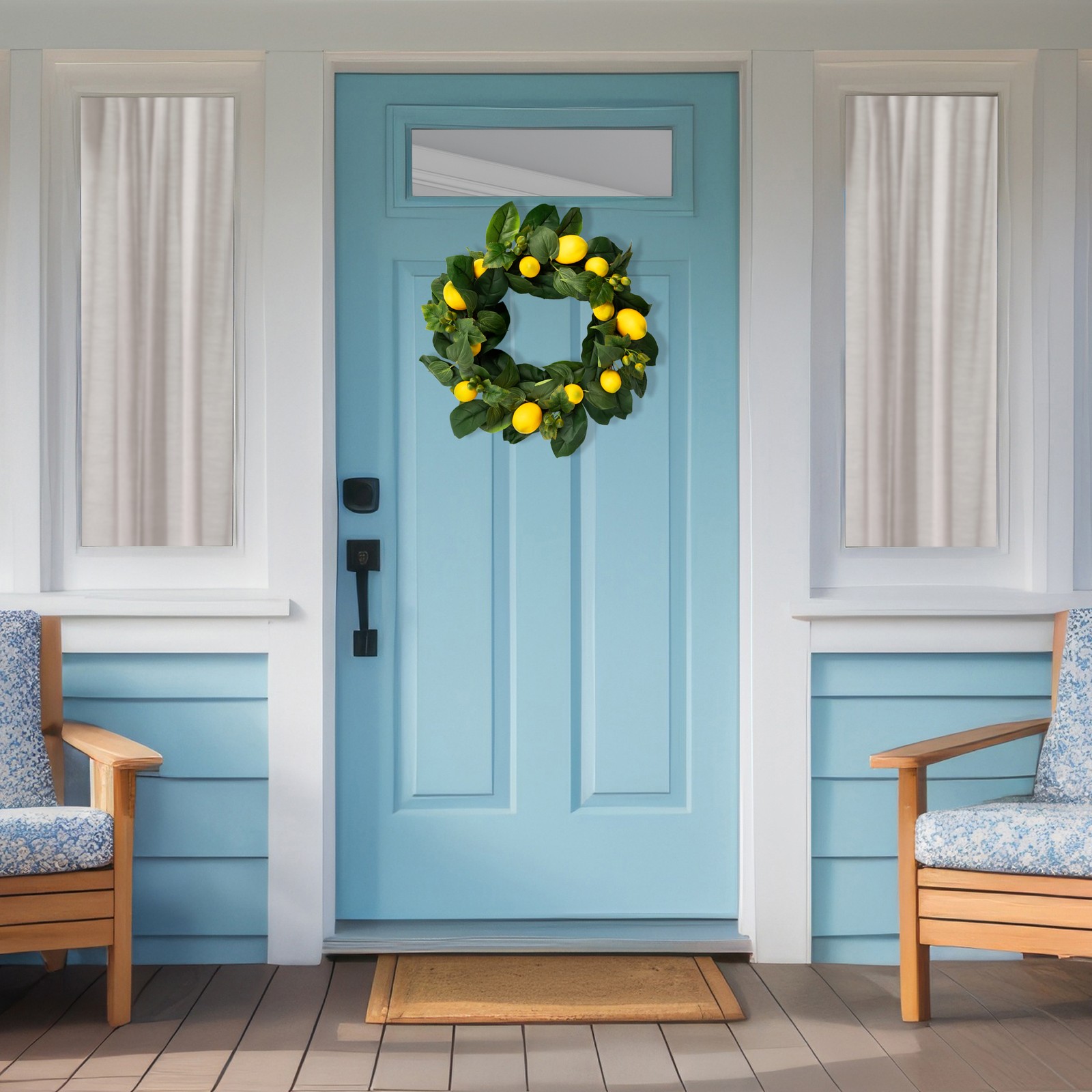 Northlight Lemon and Green Foliage Spring Wreath, 22-Inch