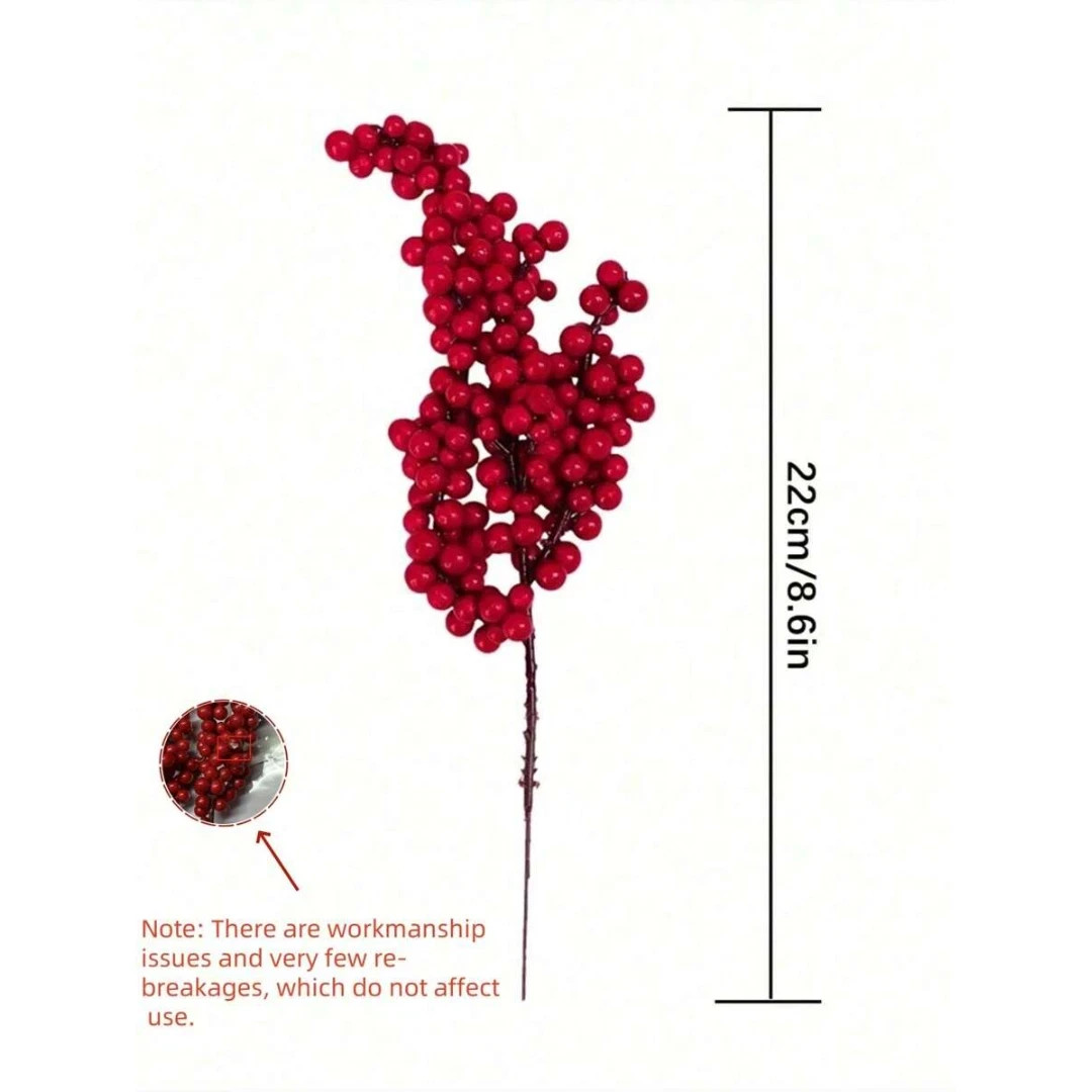 5pcs Artificial Red Berry Picks with Hawthorn Red Berries Branches Home Decor