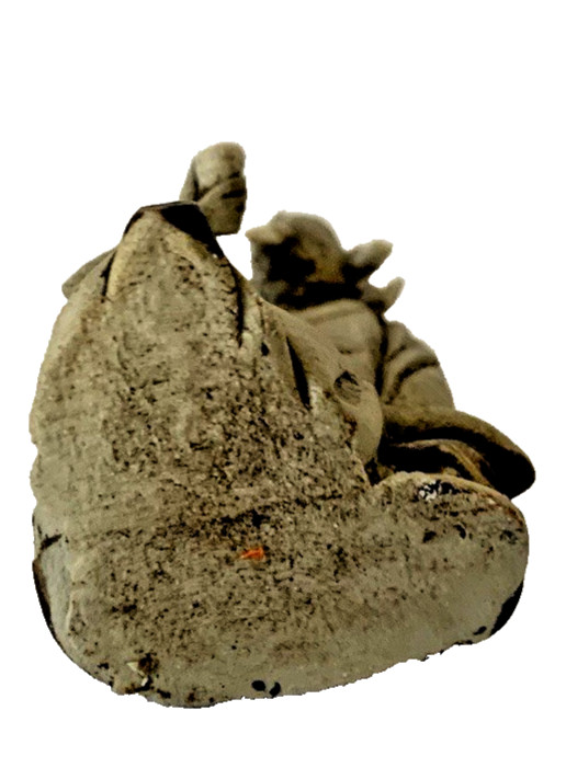 Vintage Lot of 3 Pcs Glazed Pagoda 2 Chinese Mudmen Mud Figure Fishermen Bonsai