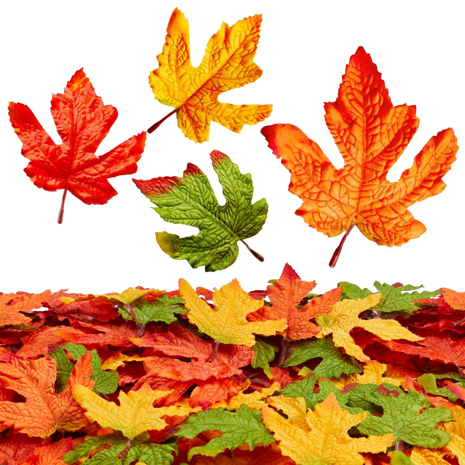 50 Pcs 4 Colors Fake Fall Leaf 9.8cm 3.1 In Artificial Autumn Maple Leaves