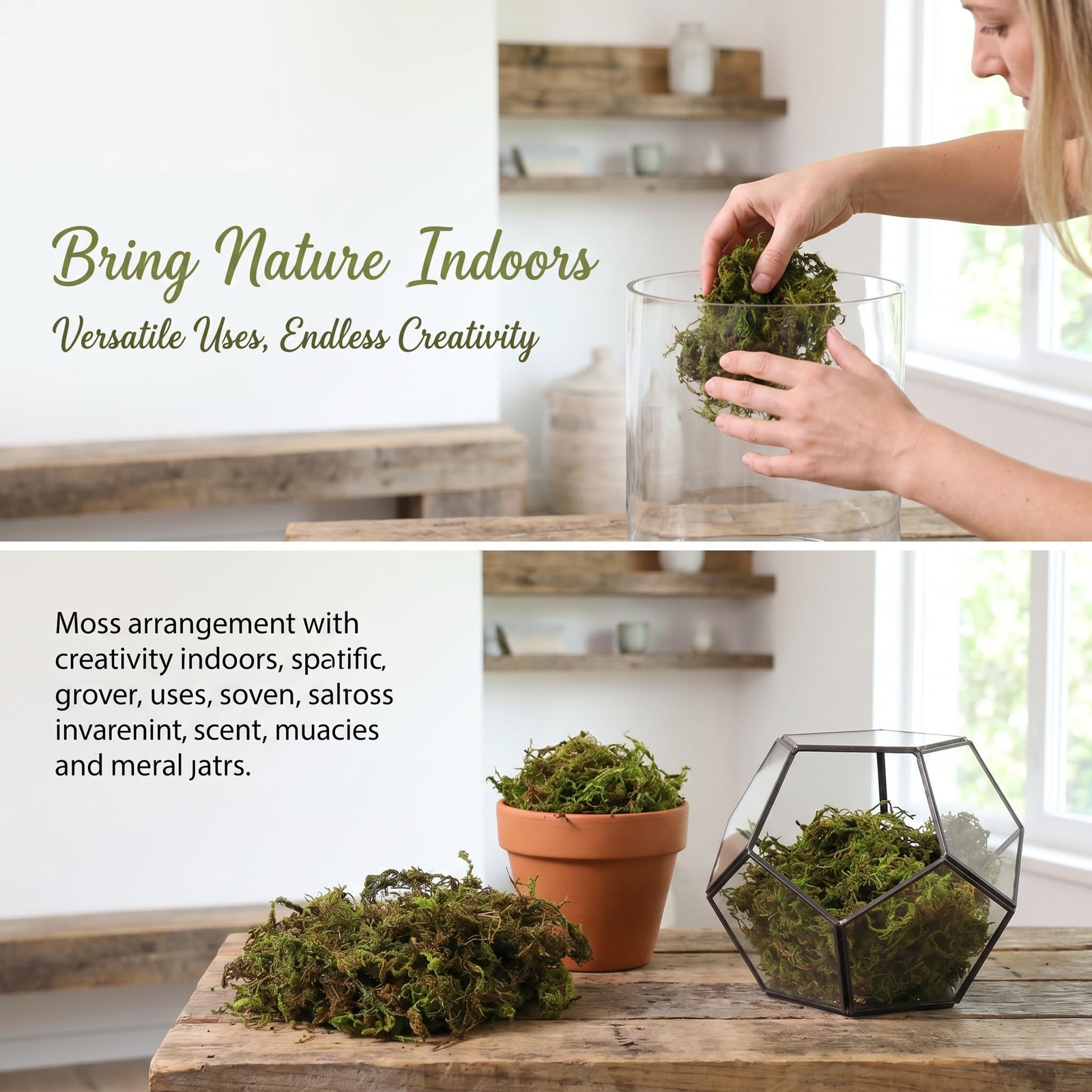 1 Pack Artificial Moss Fake Lichen Simulation Green Faux Pot Moss for DIY Min