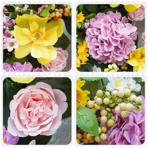 24 Inch Spring Wreath for Front Door – Spring Summer Wreath with Vibrant