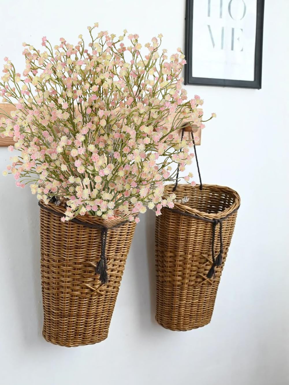 DILATATA Pink Baby’s Breath Artificial Flowers 3 Branches 8 Pack Wedding Home