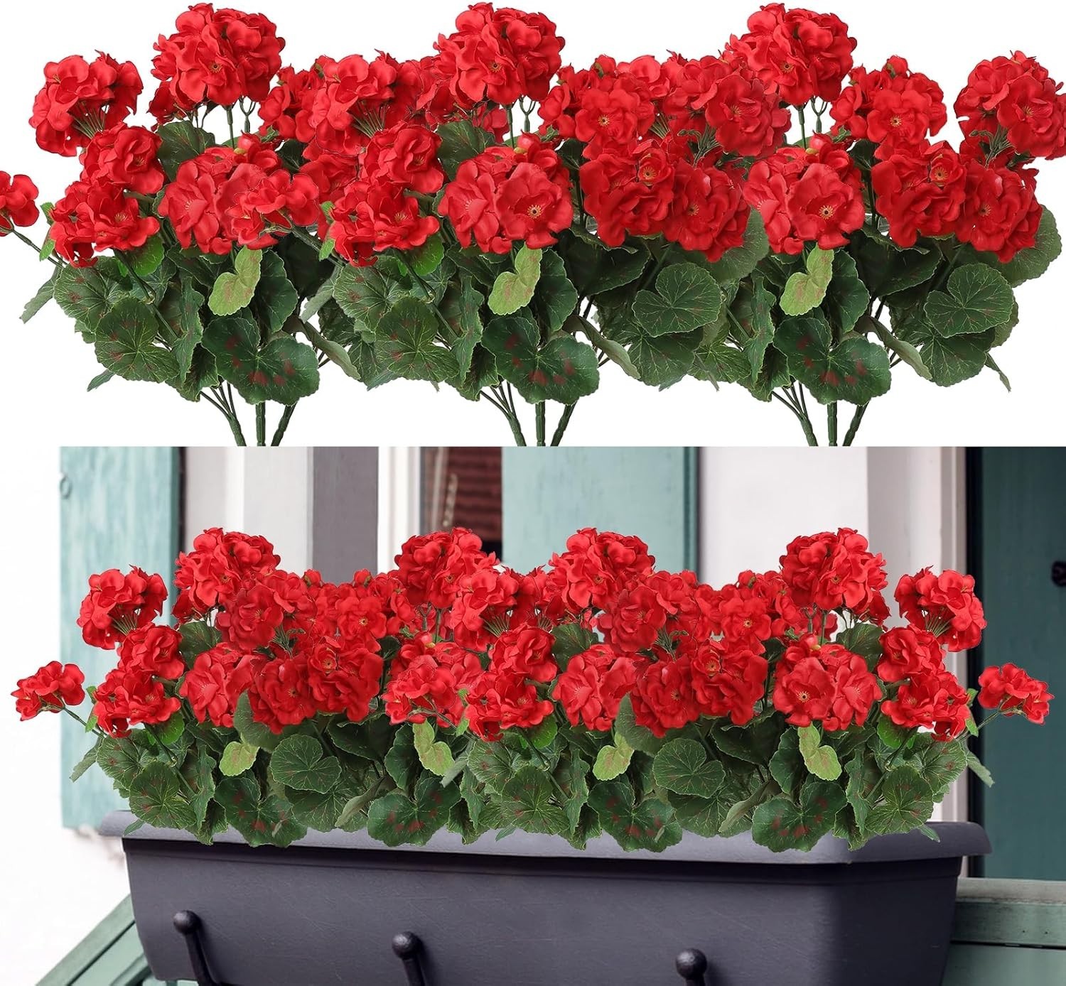 Vibrant Red Faux Geraniums – Pack of 3 for Effortless Spring & Summer Decoration