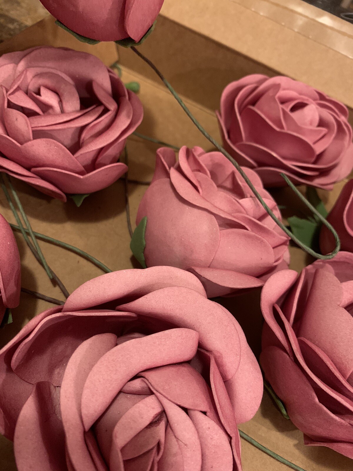 Ling’s Moment Realistic Artificial Roses Flowers 8pc Dusty Pink Rose DIY Wedding