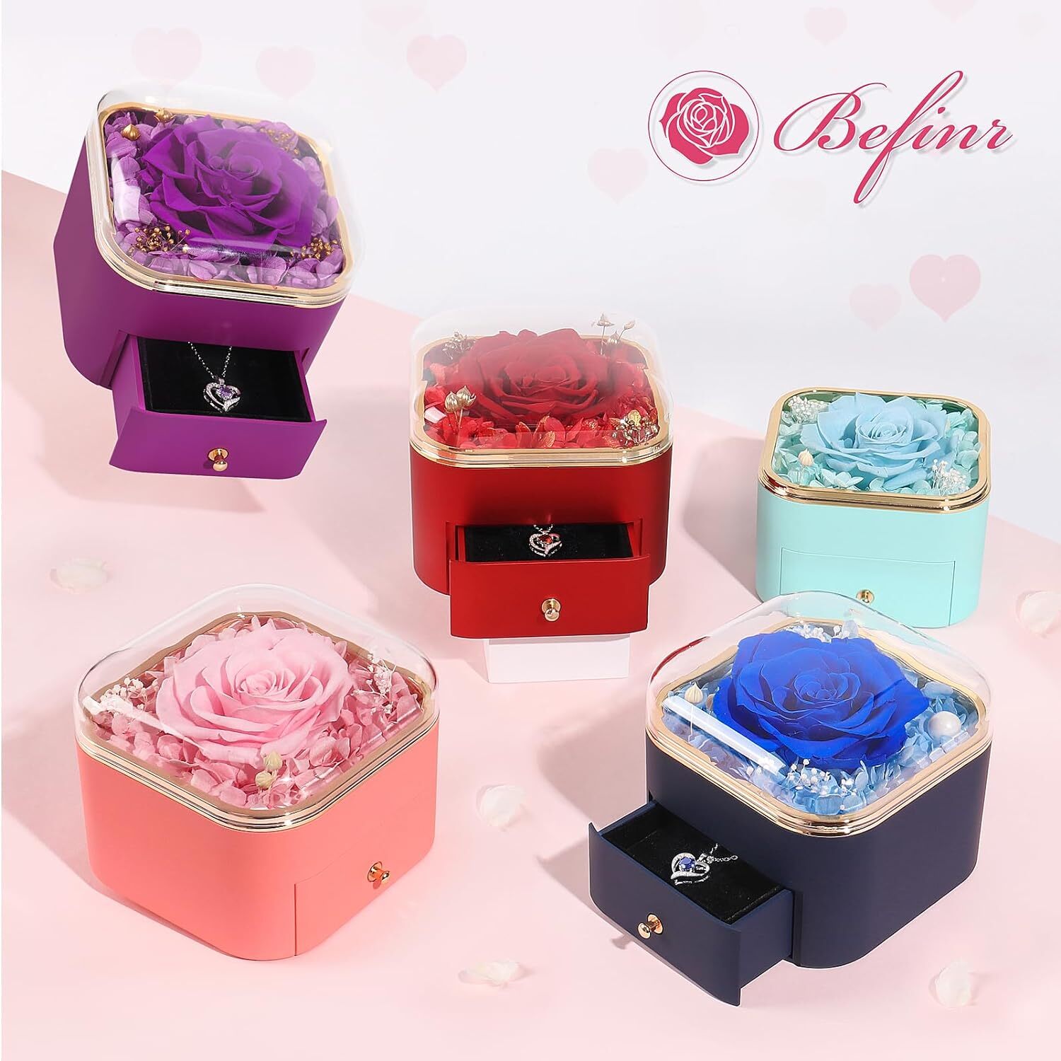 Beferr Womens Day Gifts for Her Women Birthday Gifts Preserved Real Rose wit