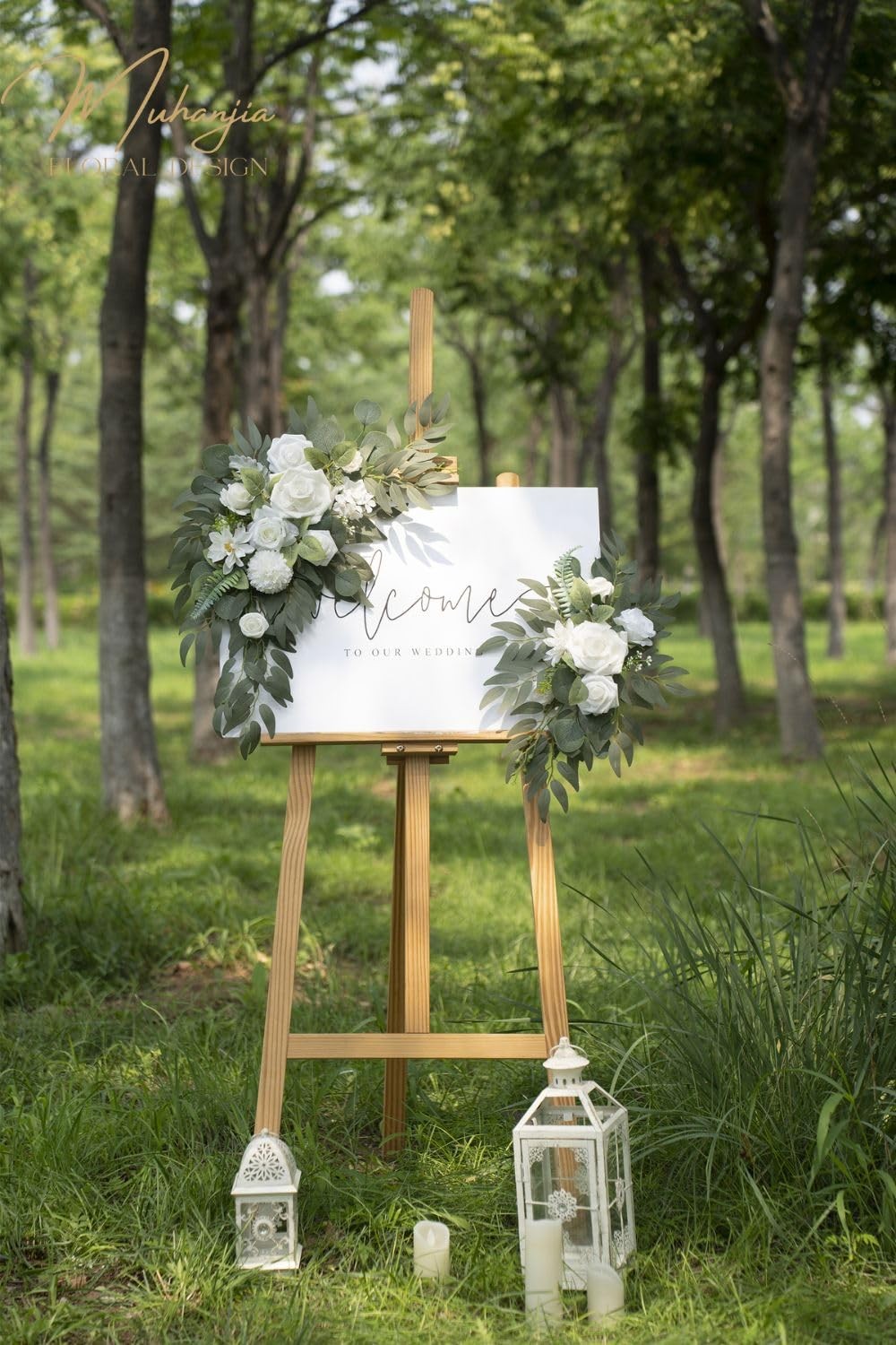 Wedding Sign Faux Flower Swag (Pack of 2) for Ceremony Party Reception Entran…