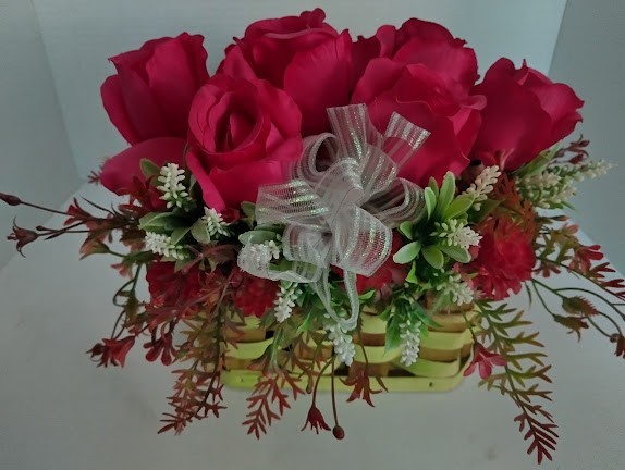 Basket of FUCHSIA roses