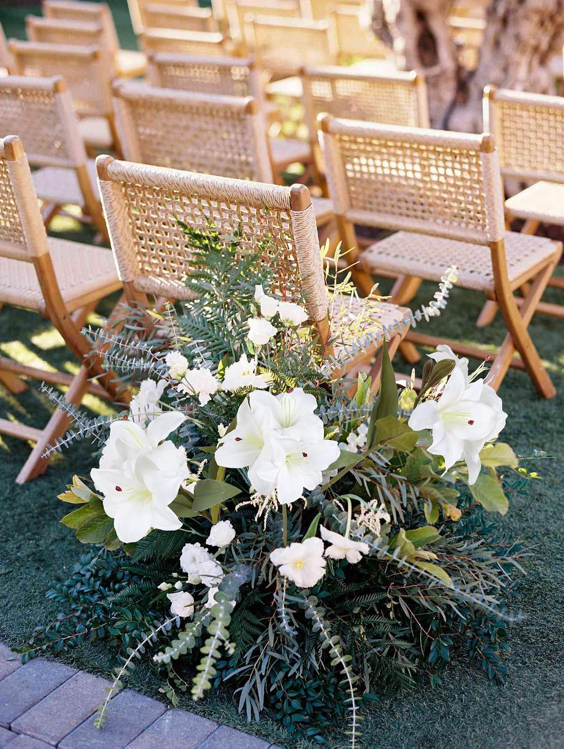 6 PCS White Lily Flowers Artificial 18Heads Fake Lillies 18” Artificial White