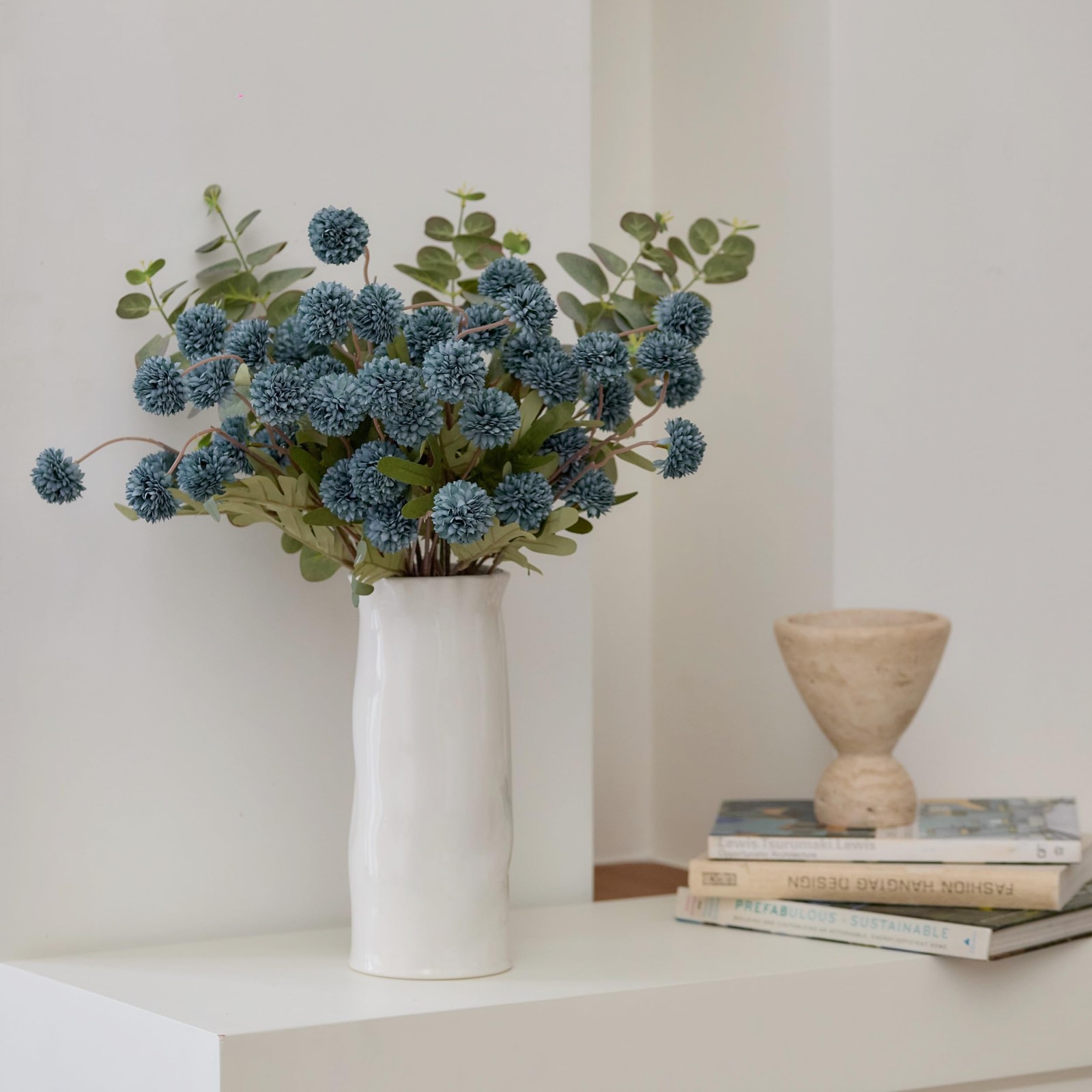 Artificial Chrysanthemum Flowers, 10 Stems Faux Silk Pompon Mum Balls with Be…