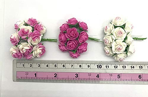 100 PCS Mini Mulberry Paper Roses 15-18mm Mixed Pink for Scrapbooking Wedding