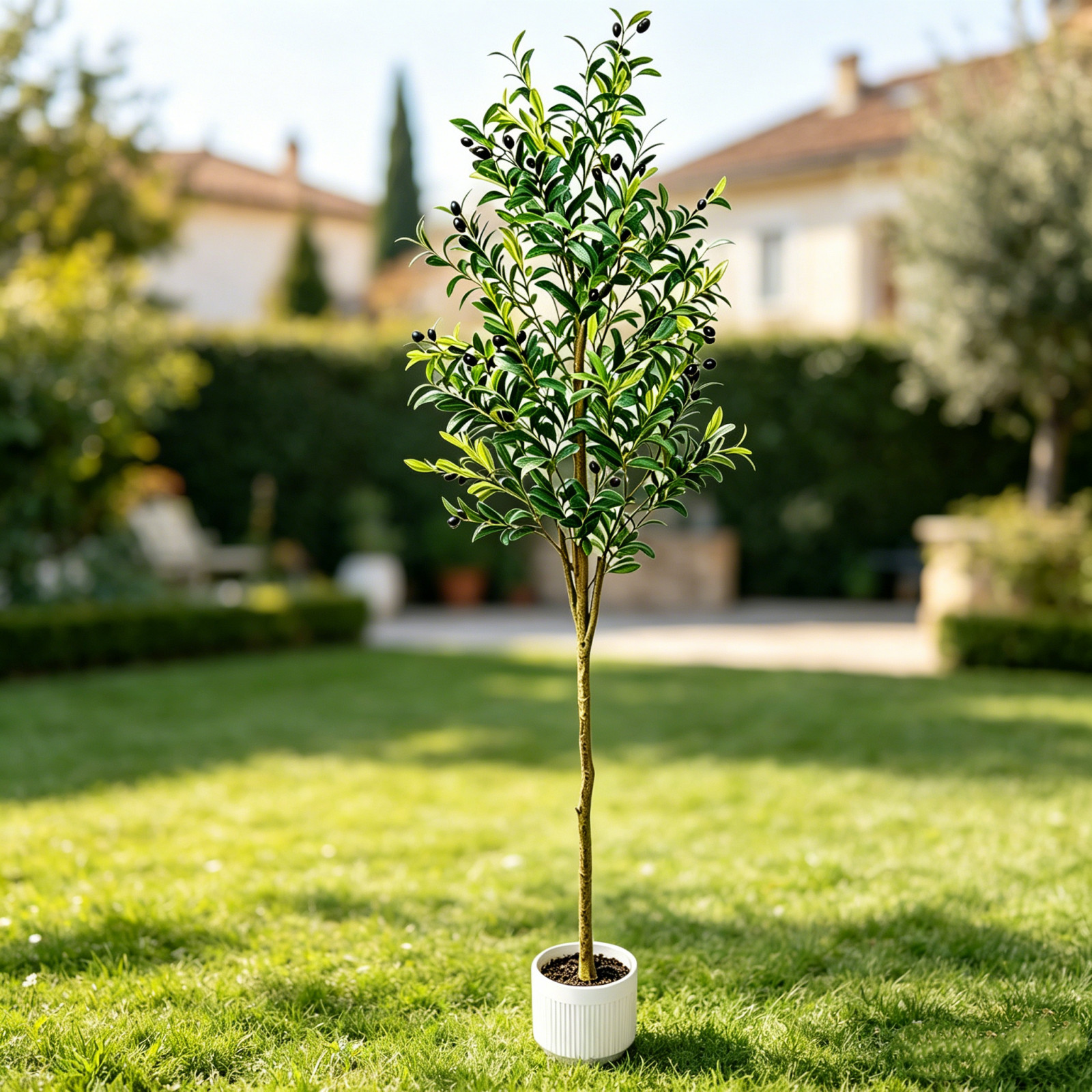 Lifelike 6Ft Artificial Olive Tree No Watering Sunlight For Housewarming Gift US