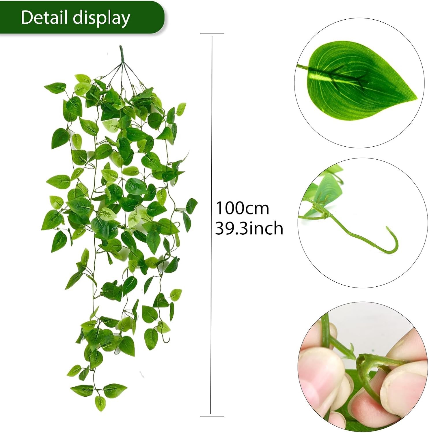 2 plantas colgantes artificiales de hiedra falsa para decoración de pared hogar