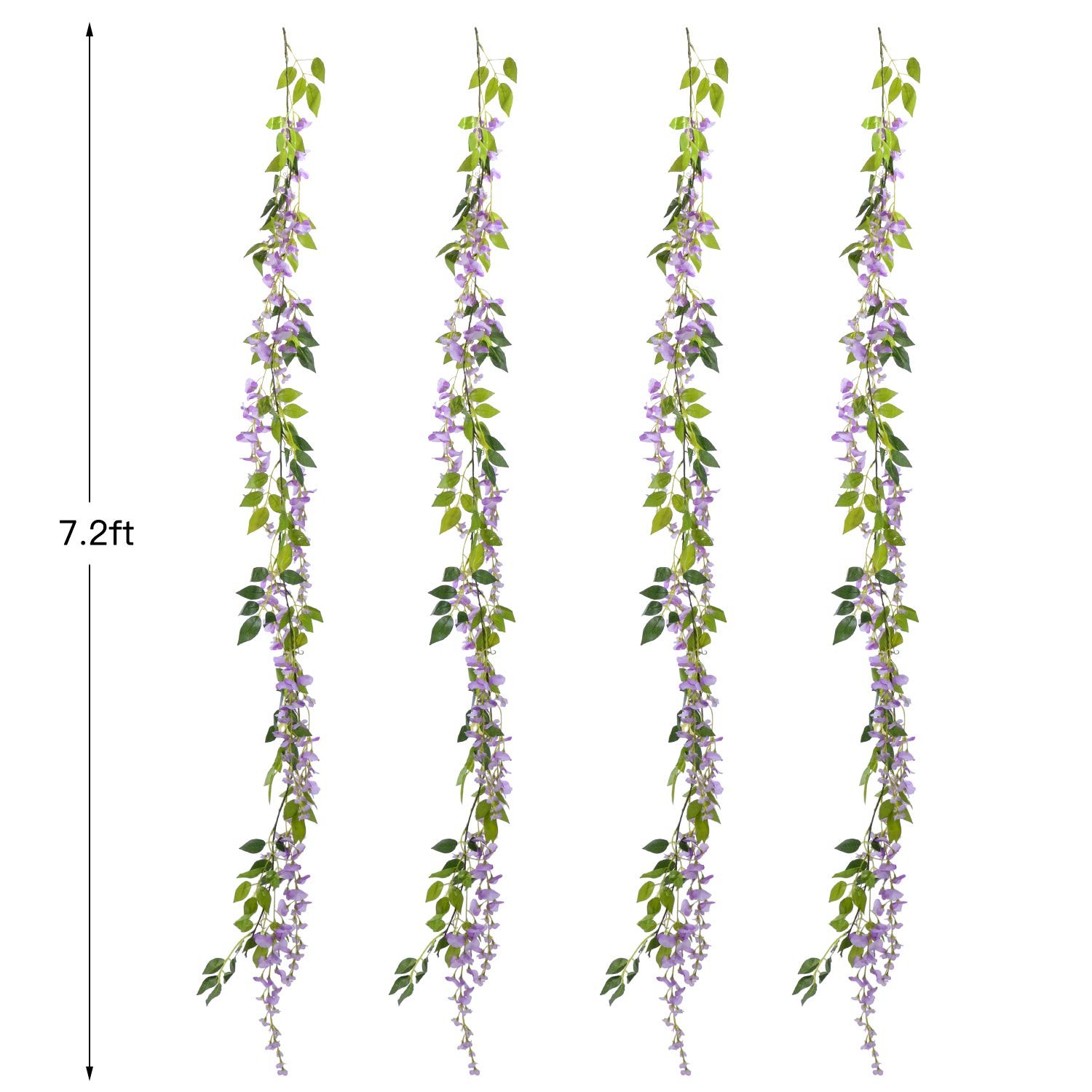 Lvydec Wisteria Artificial Flowers Garland, 4 Pcs Total 28.8ft Artificial Wis…