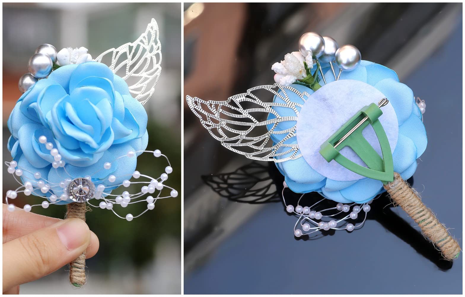 Beach Wedding Bridal Bouquet with Seashells and Starfish Light Blue Floral