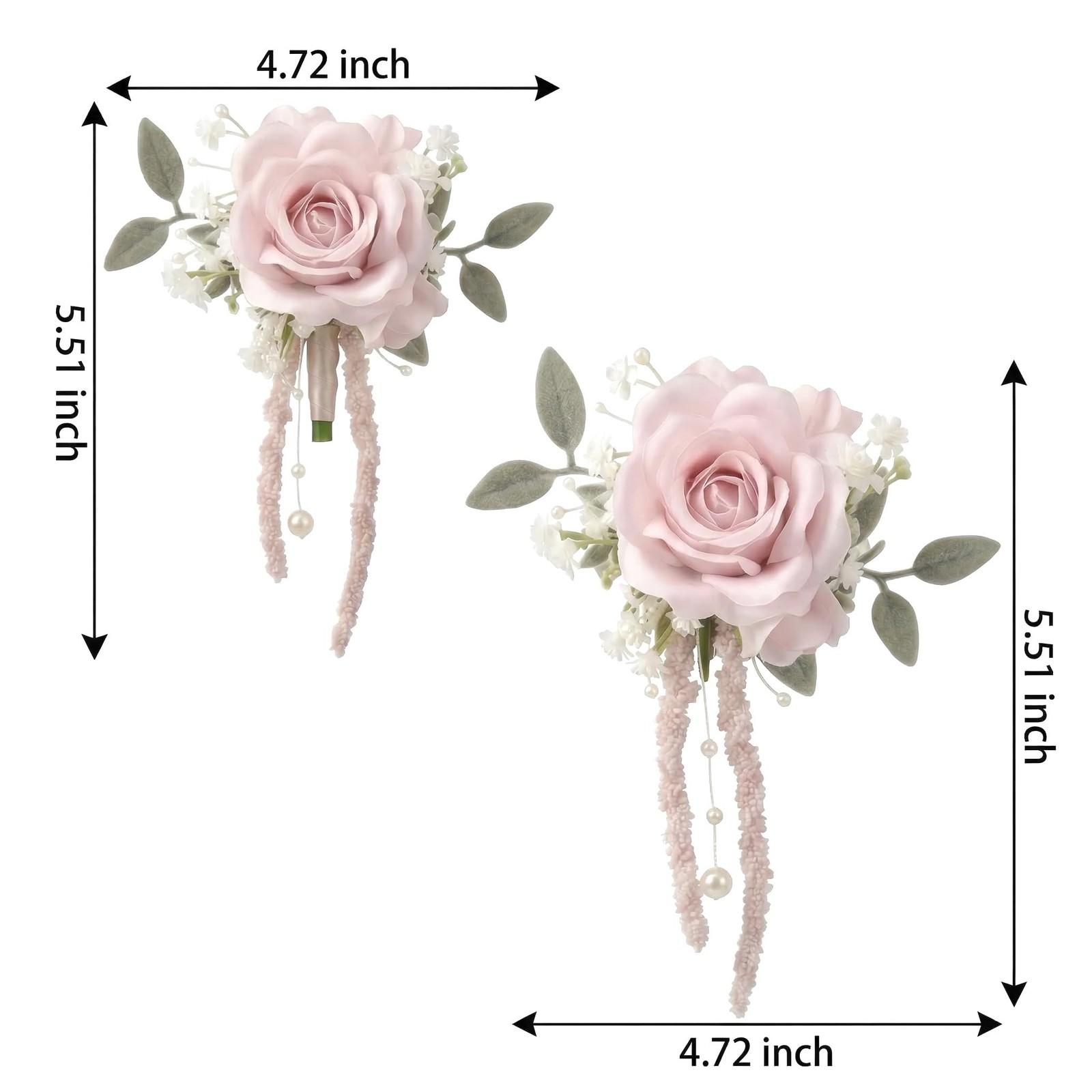 Pink Rose Corsage Boutonniere Set Prom Wrist Groom Groomsmen Bride Wedding