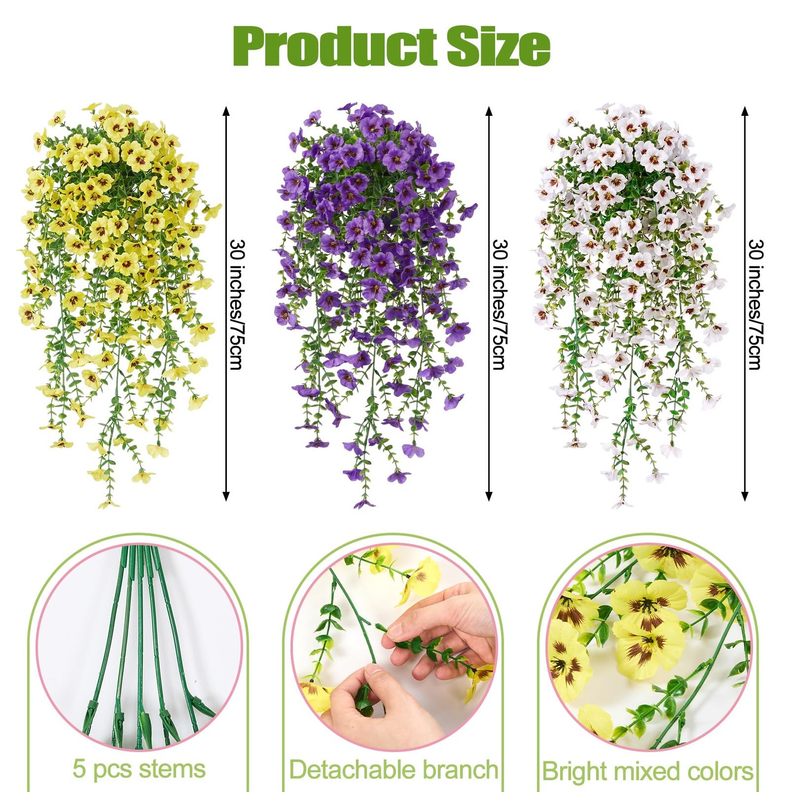 12 Pcs Artificial Hanging Flowers Outdoor Fake Hanging Lavender Flower Ferns …