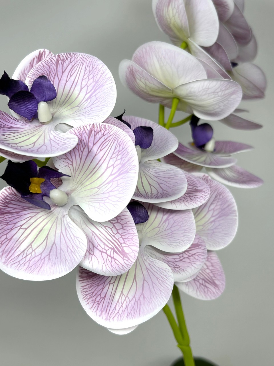 21″ Lg Artificial Purple PHALAENOPSIS ORCHID faux Silk flower plant potted in Co