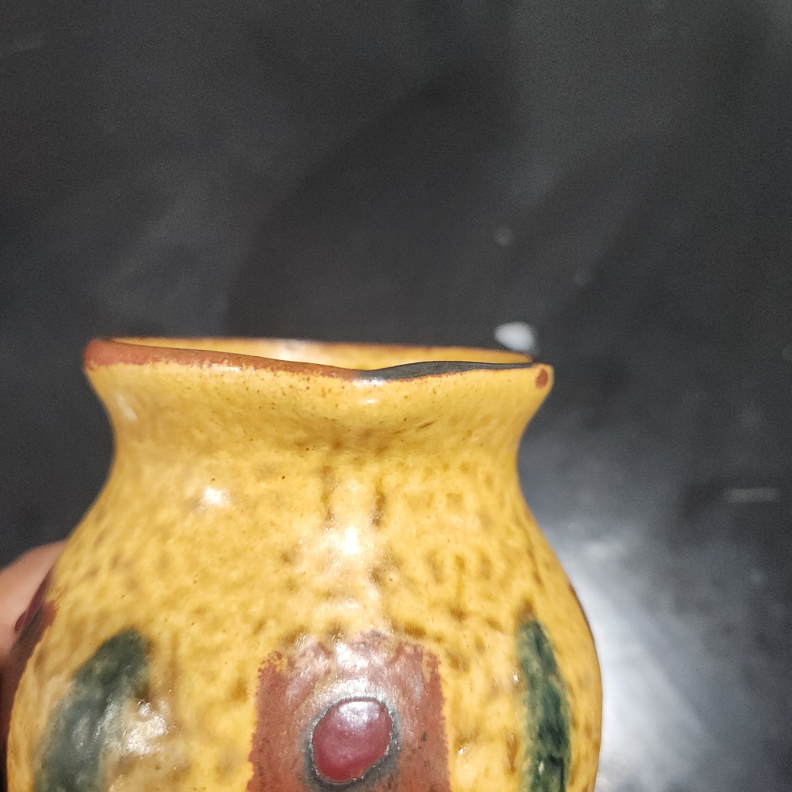 Vtg Vase Creamer Pottery Faux Retro Floral Arrangement Cones Mushroom Fall 12″