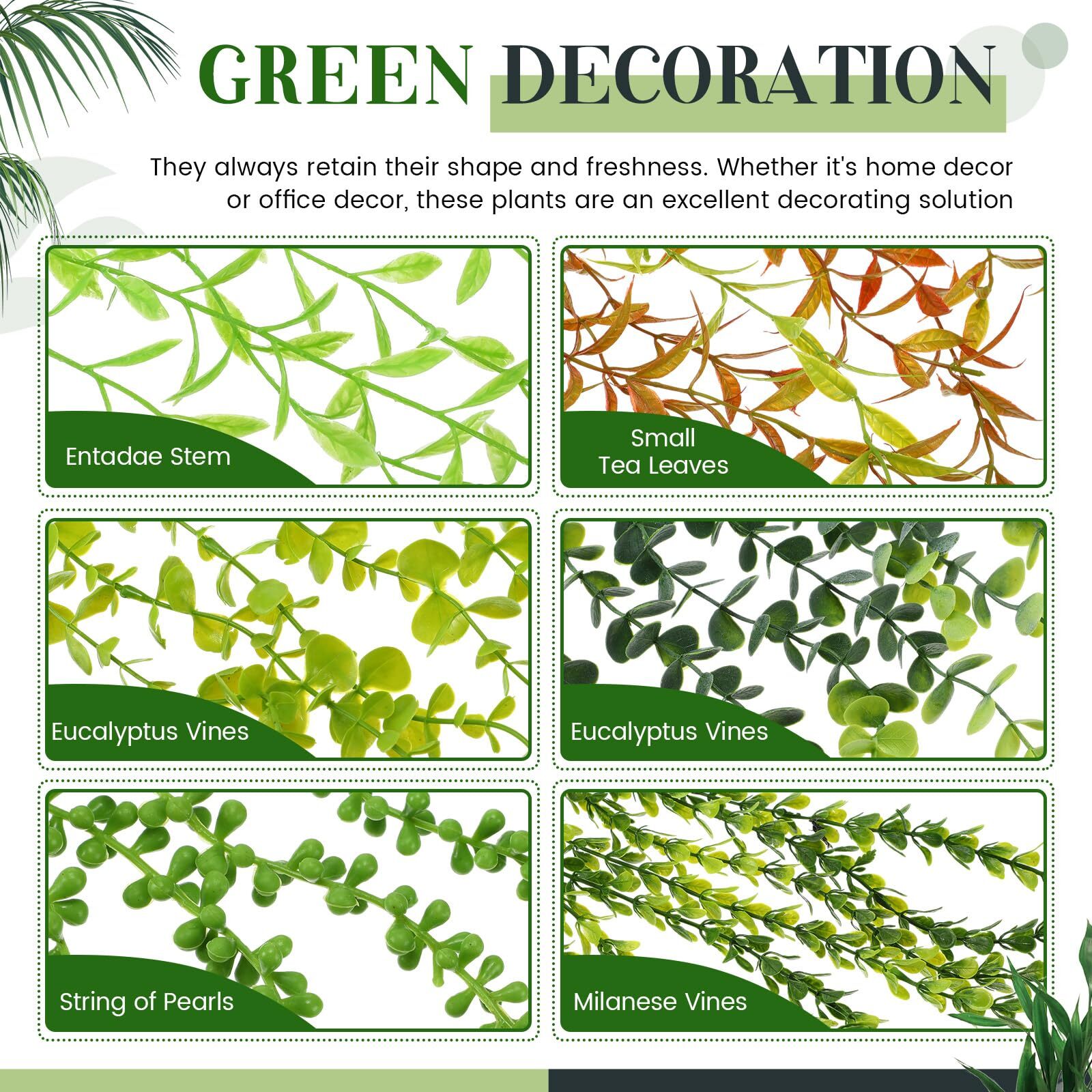 FineCheer 24pcs Artificial Hanging Plants 7.5×28.3×9.8in, Wall Shelf Decor