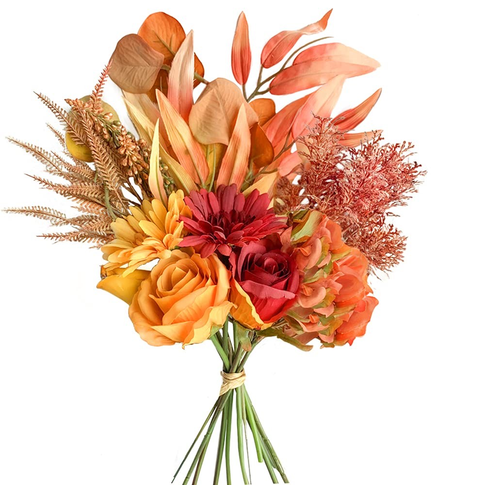 Artificial Fake Silk Plant Floral Table Centerpiece Autumn Red Wedding Decor