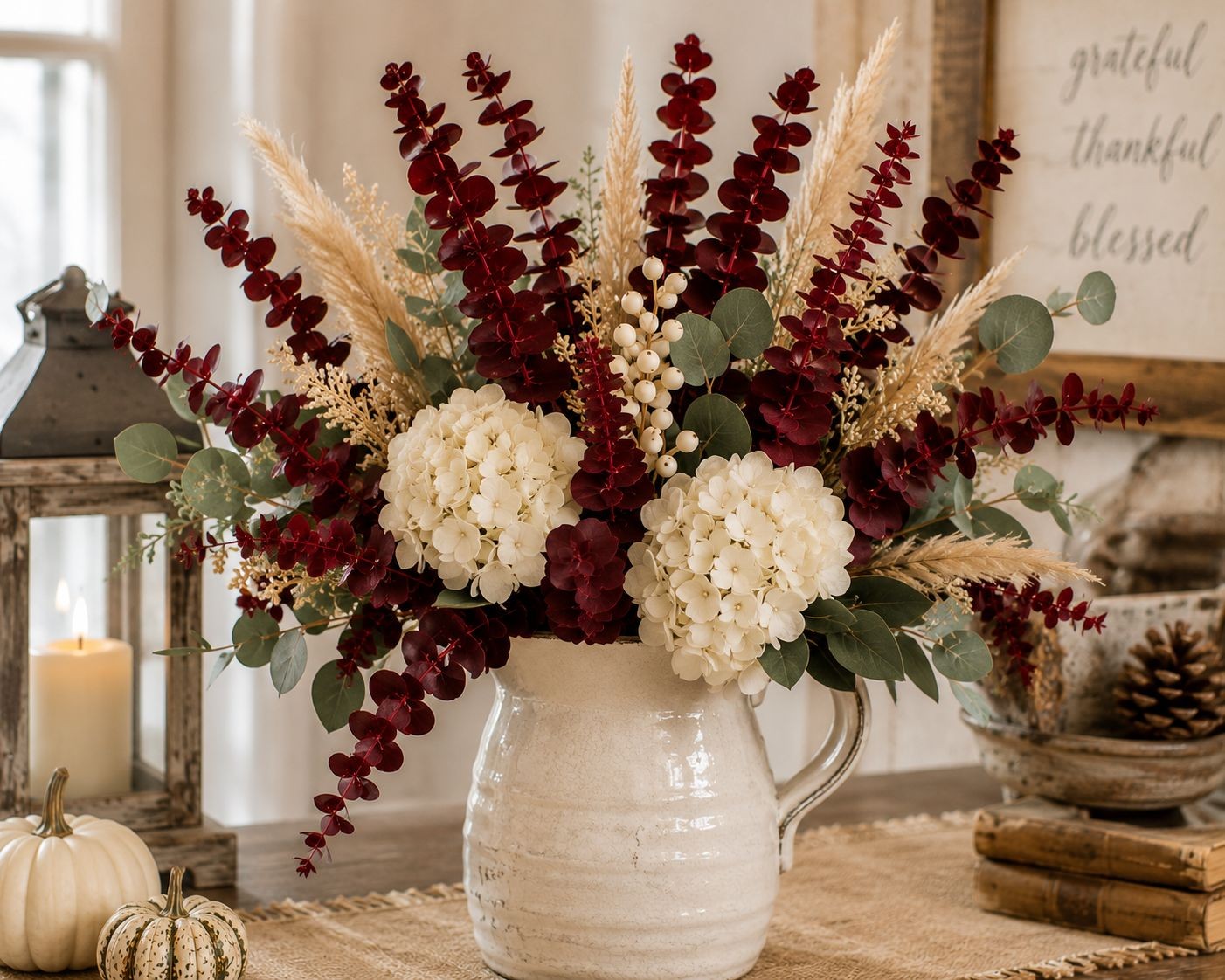 Burgundy Eucalyptus Stems Set of 10 Faux Eucalyptus Branches Dark Red Greenery F