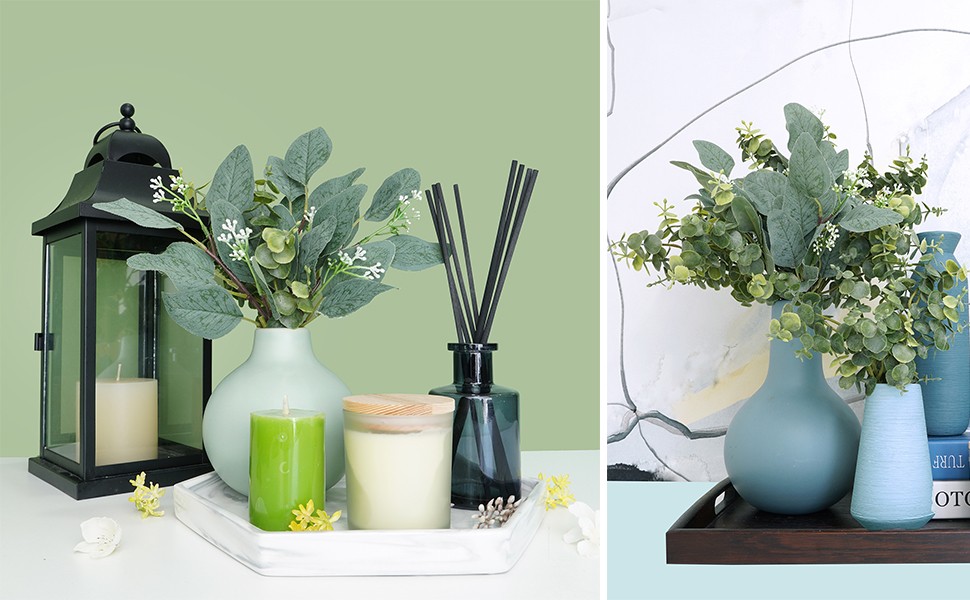 Mixed Eucalyptus Leaves Stems Bulk Artificial Eucalyptus Leaves Sprays Faux Oval