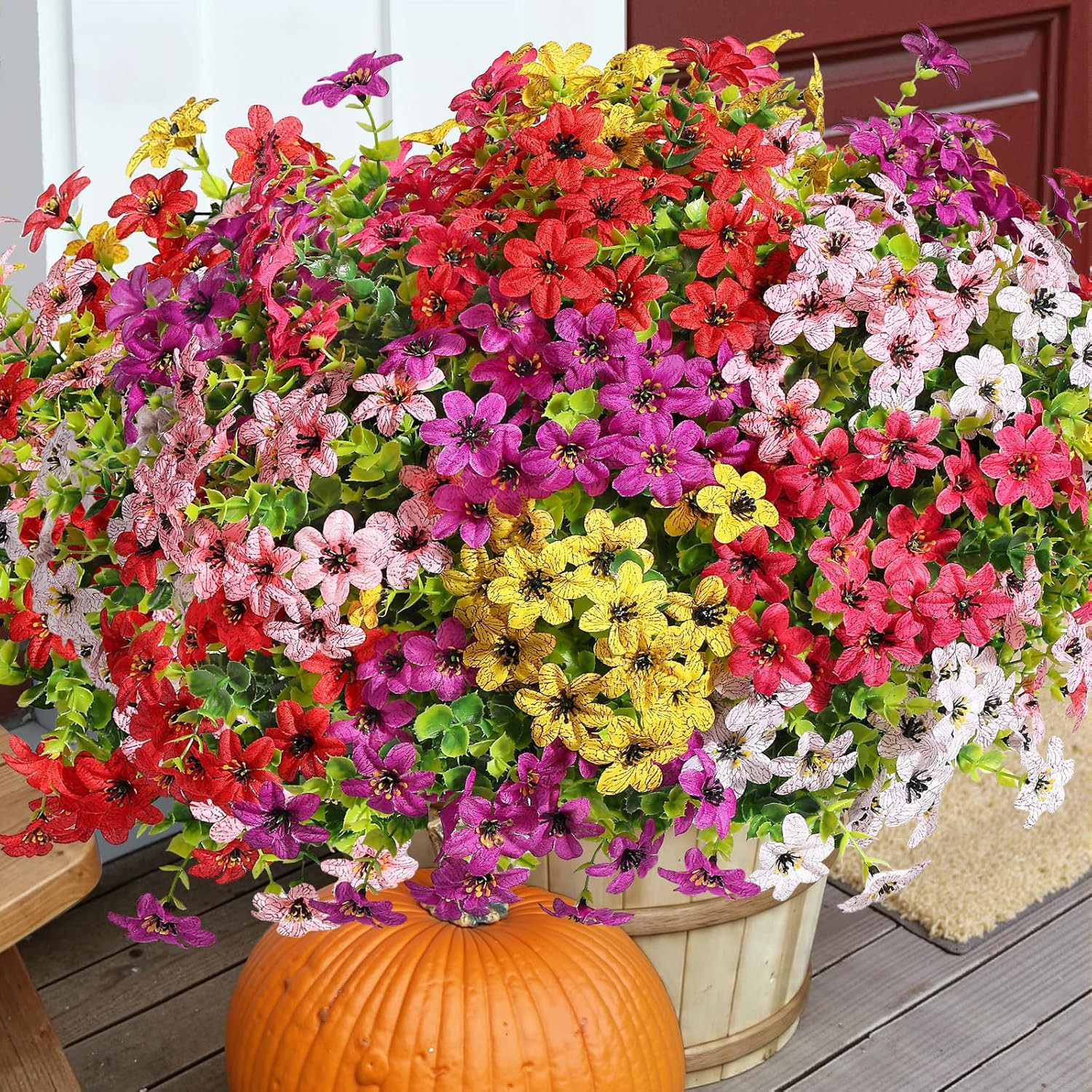 Shareconn 24 Bundles Artificial Flowers for Outdoors Decoration, Faux Plants Fak