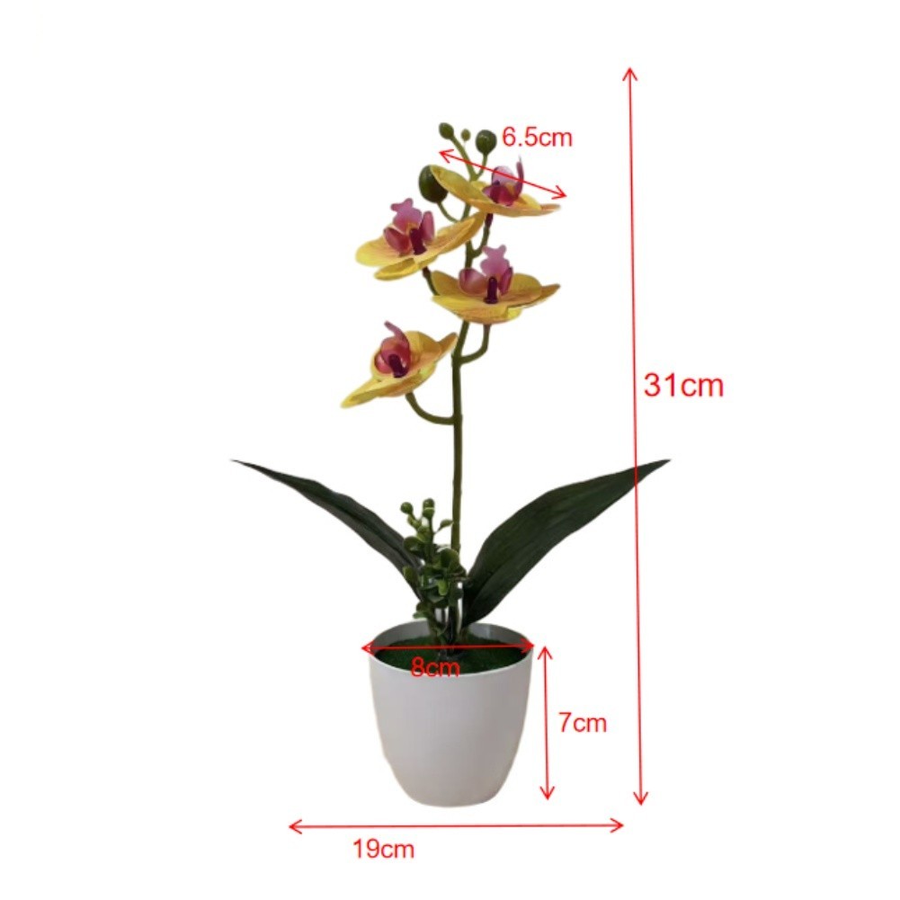 31cm Tall Fake Orchid in Pot for Living Room Bedroom Study Decor Indoor Use