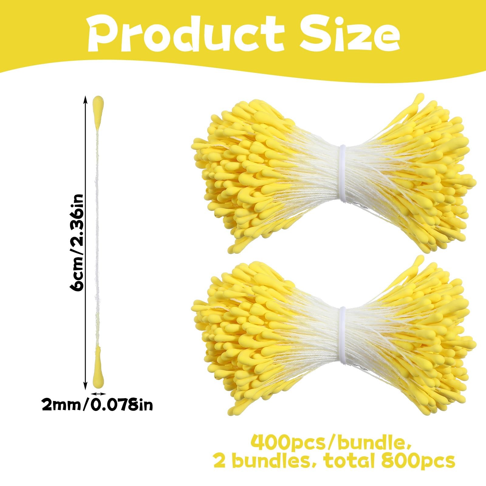 Double Heads Flower Stamen, 800PCS 2mm Yellow Pearl Flower Stamens Artificial…
