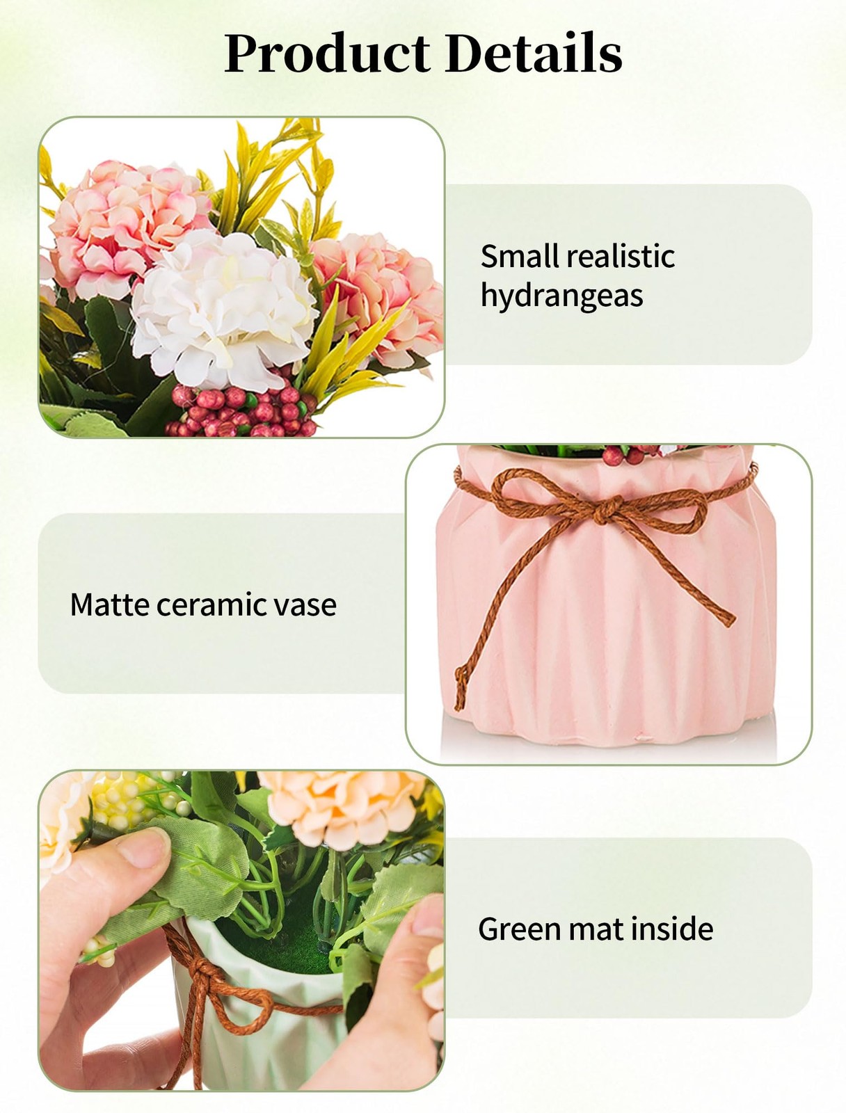 BLOSMON Fake Flowers in Vase for Centerpieces 4 PCS 5.9 Inch Small Artificial…