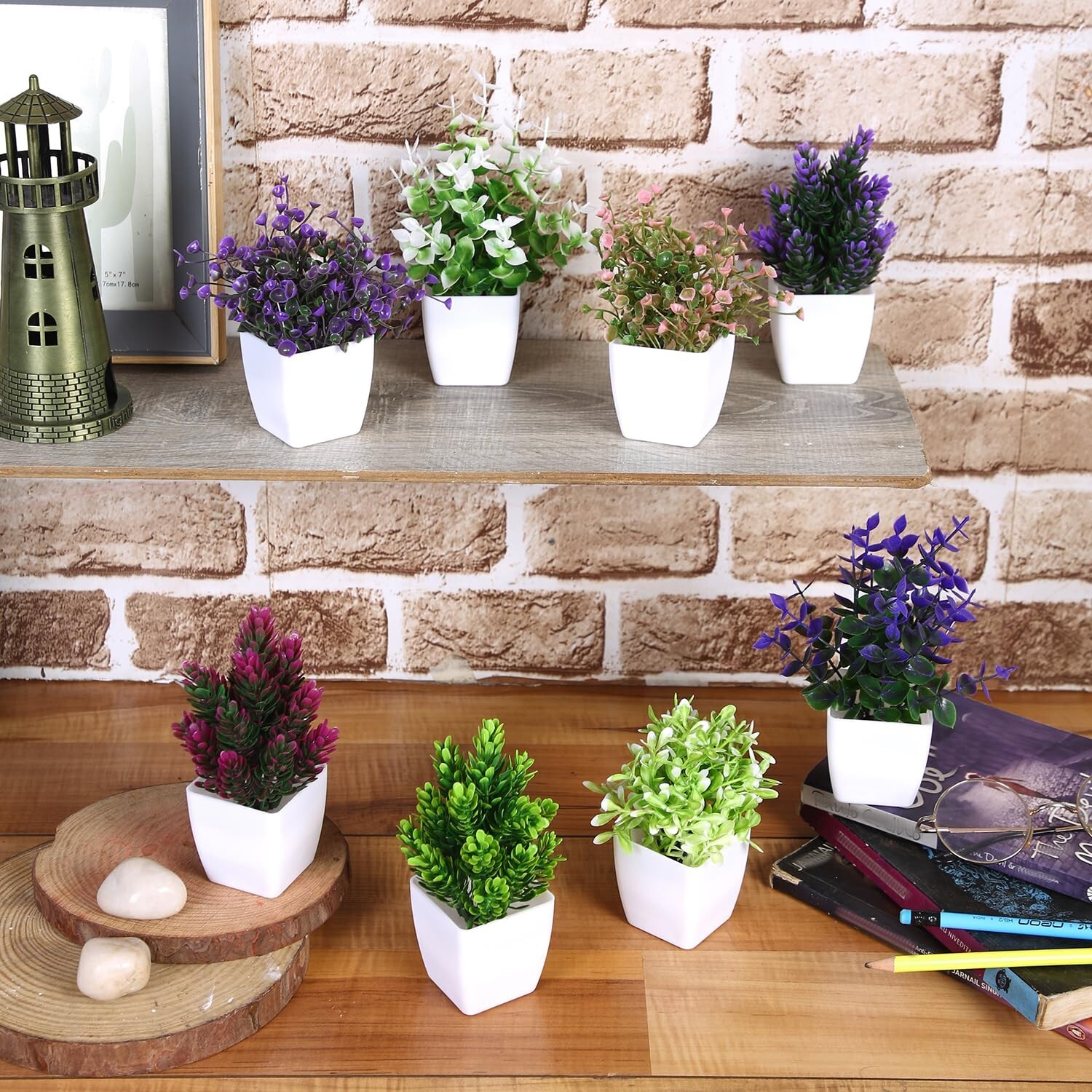 Artificial Plants with Pot 5 cm X 13 cm (Pack of 8)