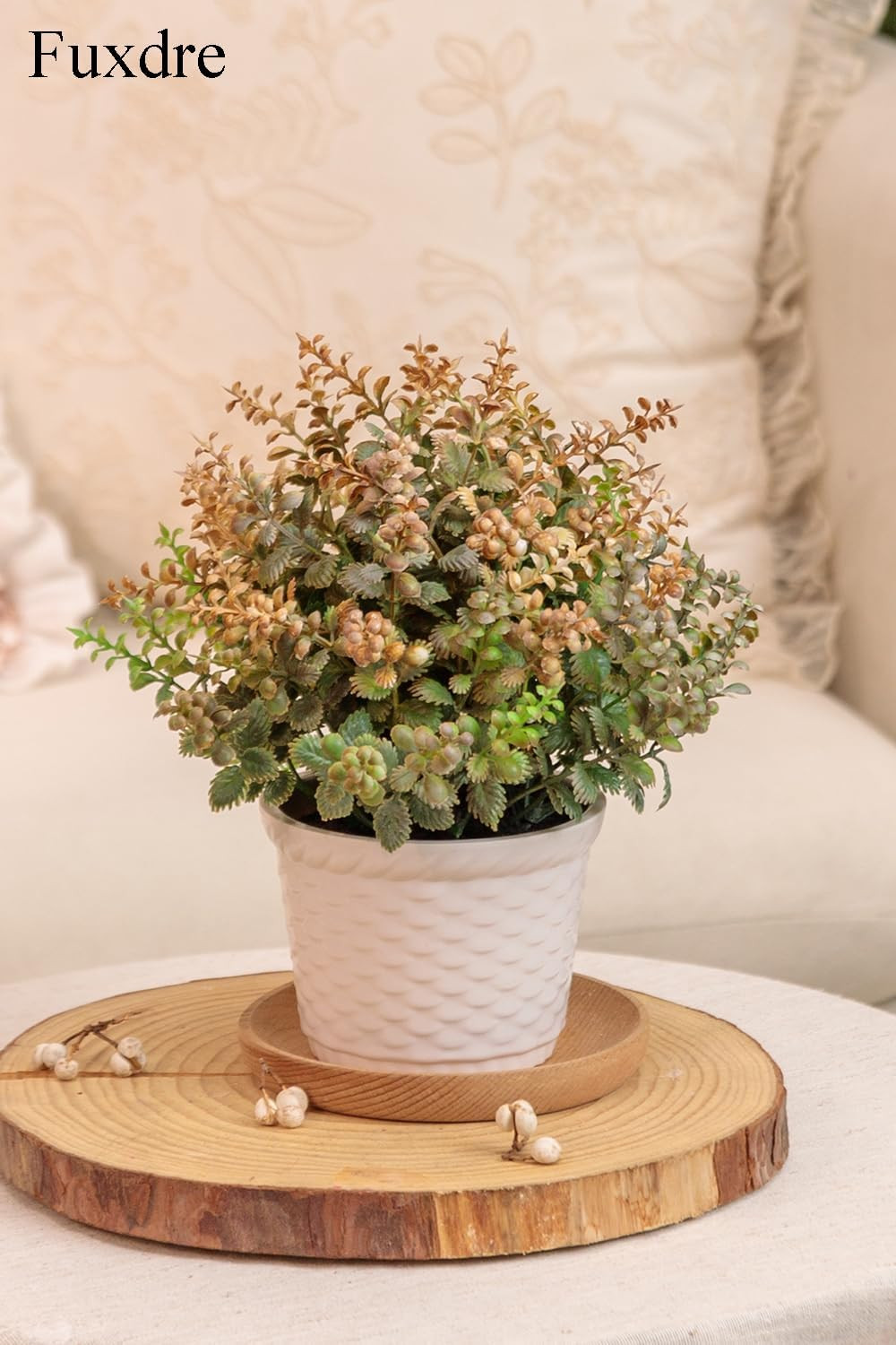 Autumn Yellow Fake Potted Plants – 2Pcs Small Decor for Home & Office