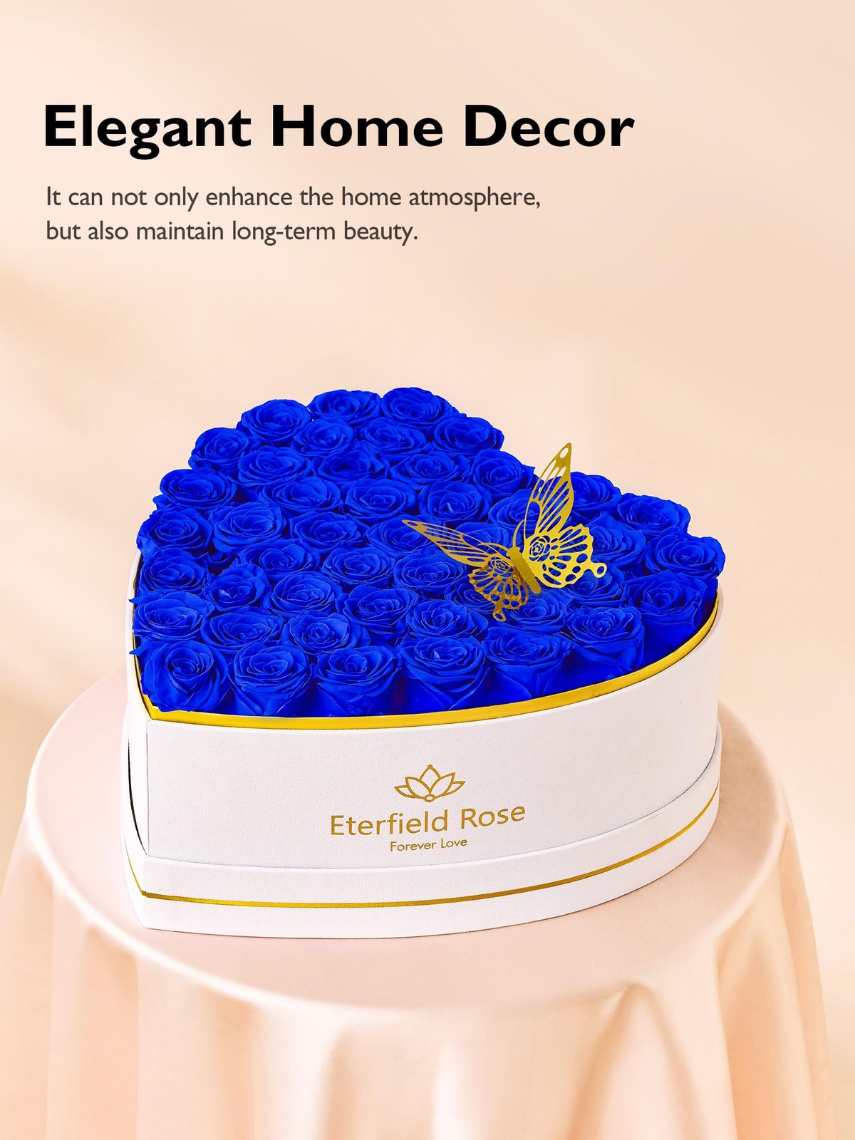 47 Forever Flowers in Heart Shape Box, Preserved Roses That Last a Year Prese…