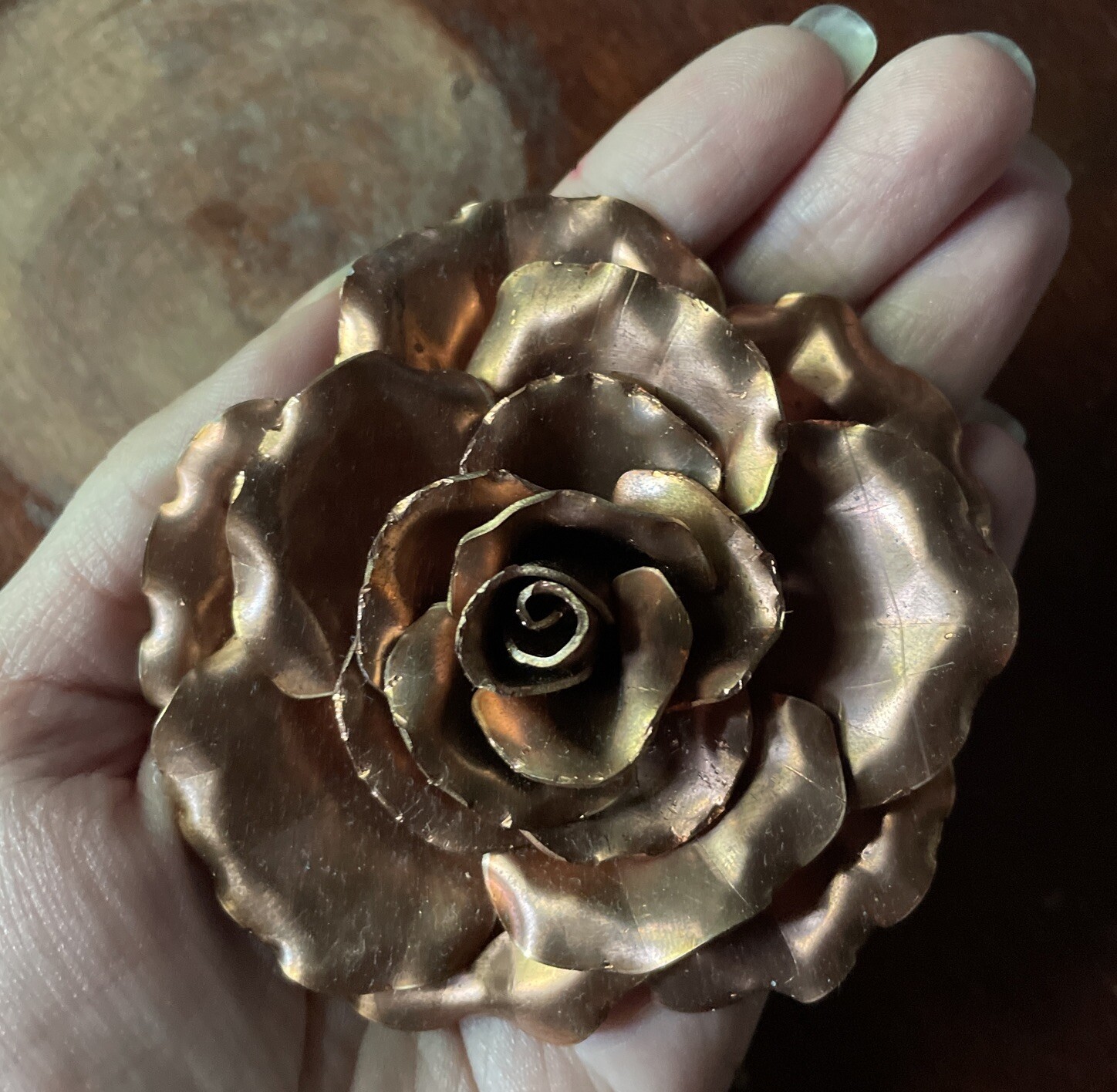 Copper Metal Rose Flowers, handcrafted, bent, and welded. $20/Rose.