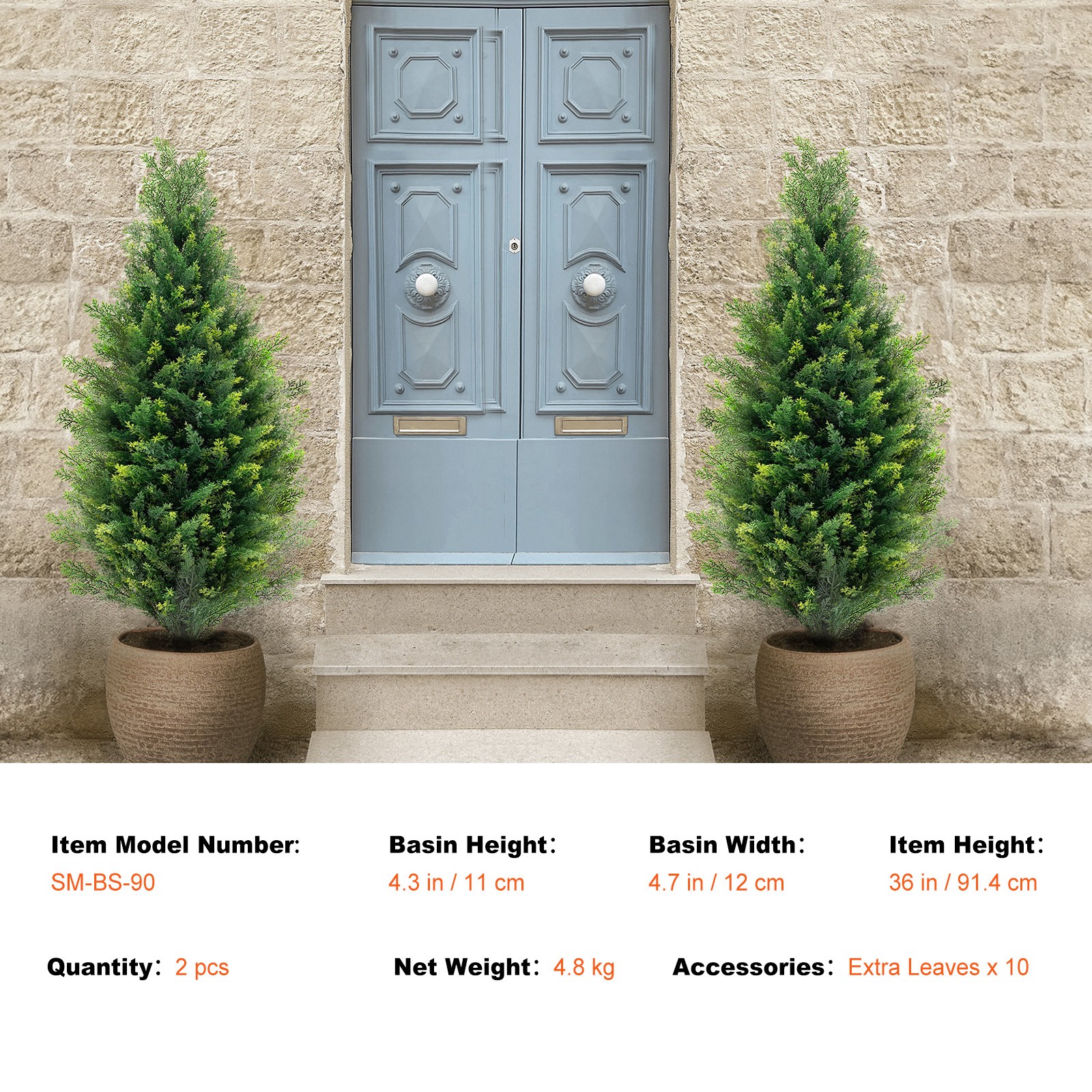 Uimoso Set of 2 Artificial 3′ Cedar Trees for Indoor and Outdoor Decoration