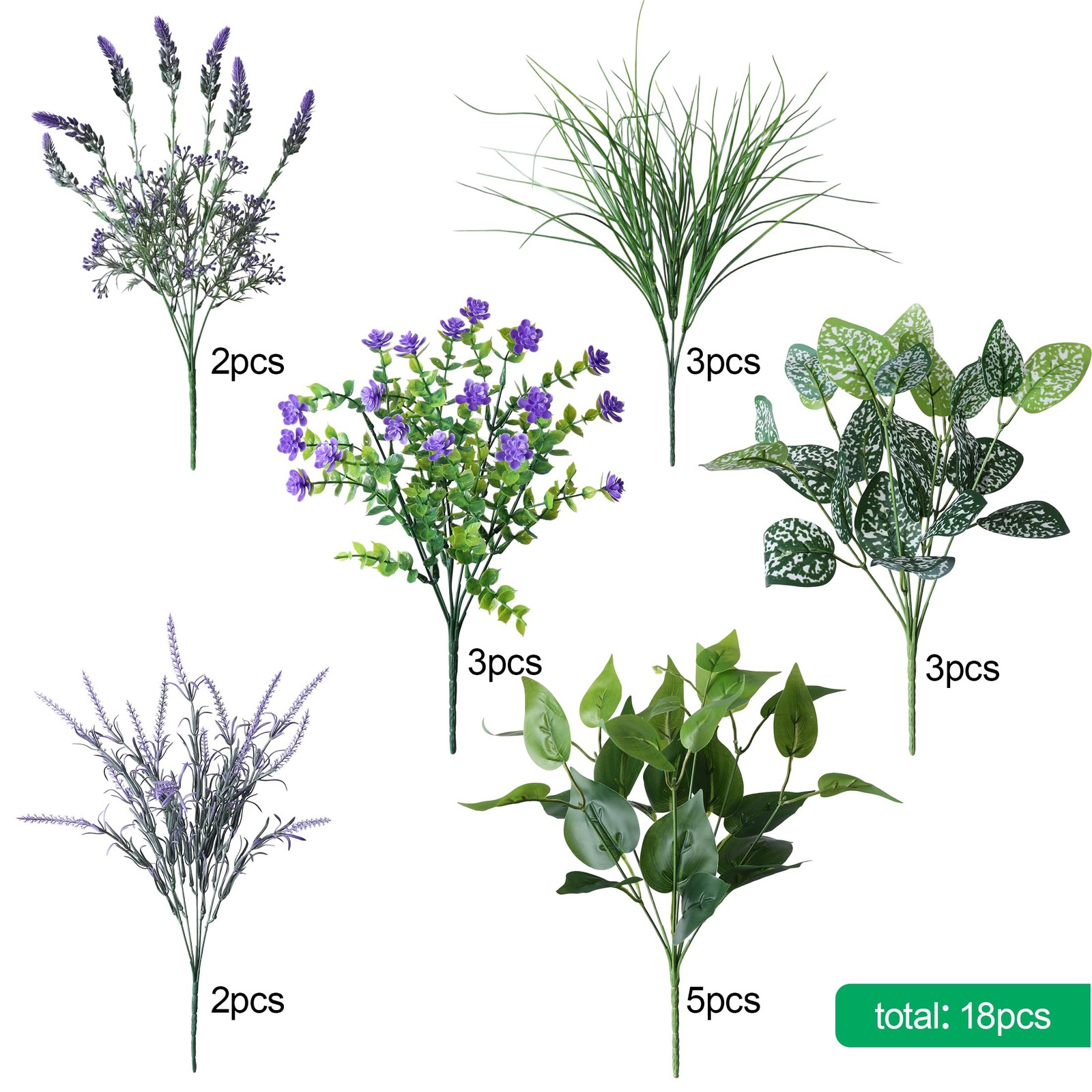 Starttag Artificial Bunches Greenery Plants Fake Plastic Leaves with Stems UV