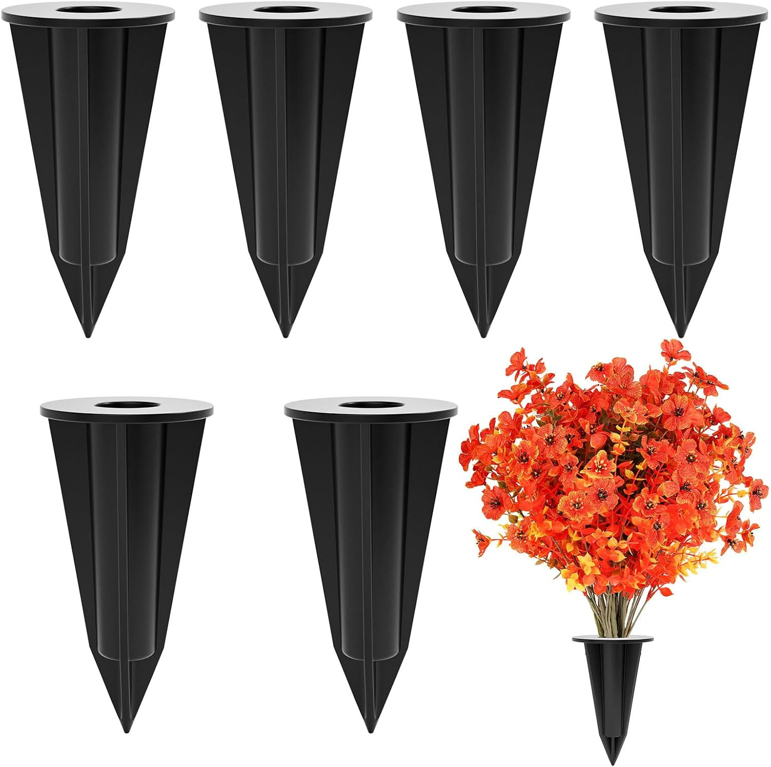 Artificial Flowers Holder for Outdoors and Indoor, 6 PCS Floral Ground Spike for