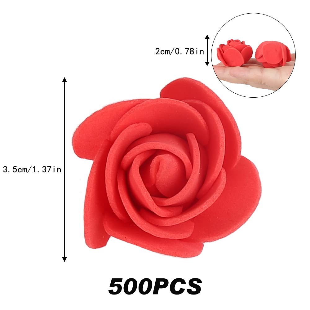 500 PCS Red Mini Foam Rose Heads Bulk Fake Flower DIY Crafts Wedding Bouquets